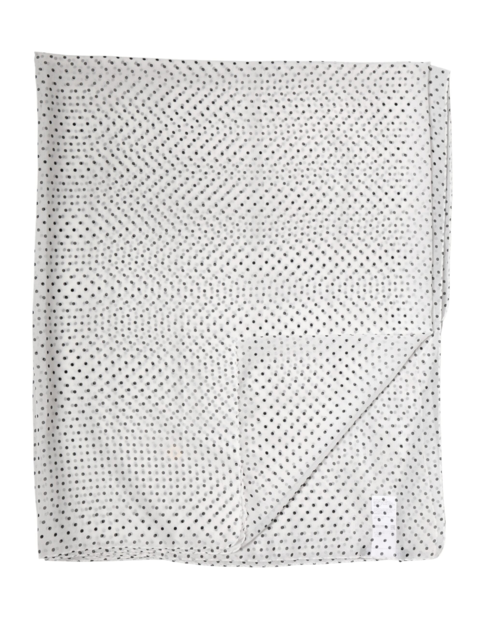 Dolce & Gabbana White Polka Dot Polyester Shawl Scarf