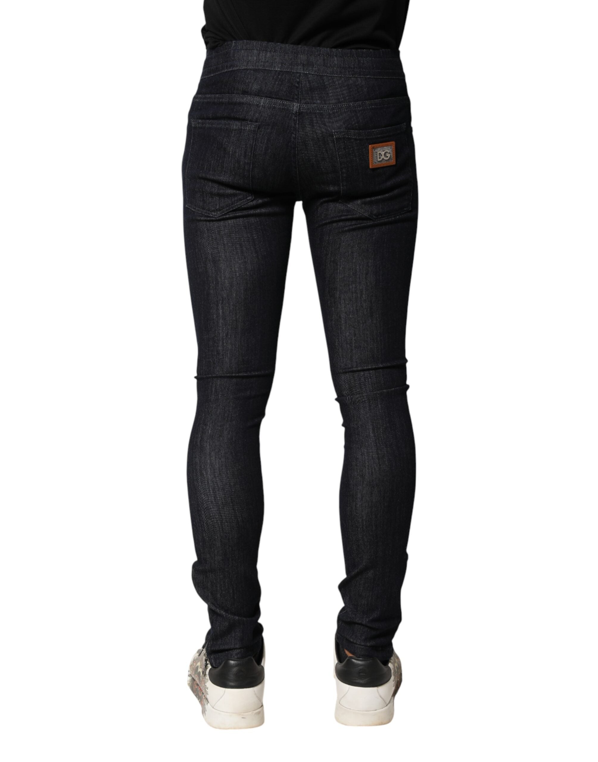 Dolce & Gabbana Black Cotton Stretch Skinny Denim Men Jeans