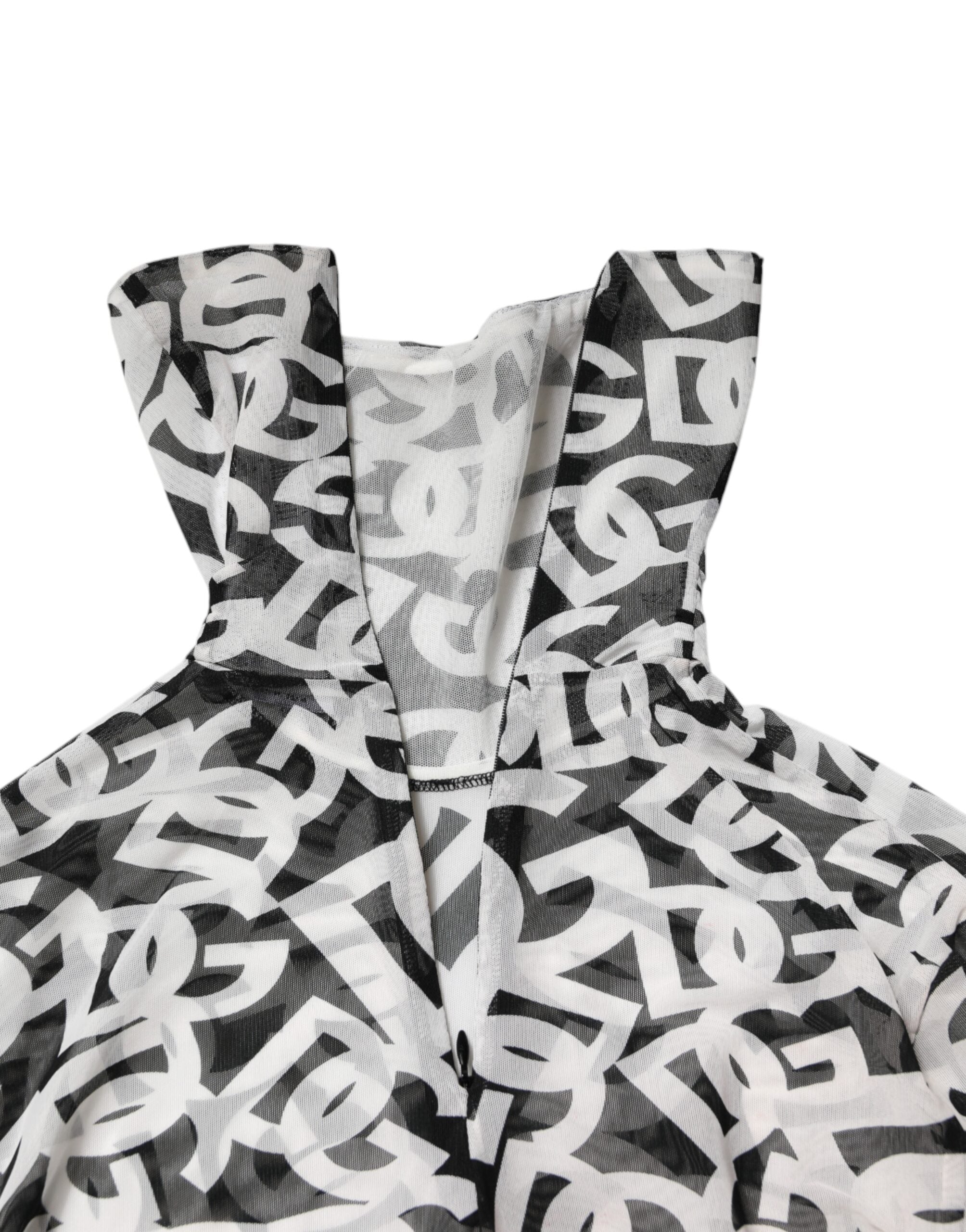 Dolce & Gabbana White DG Logo Long Sleeves Turtleneck Top