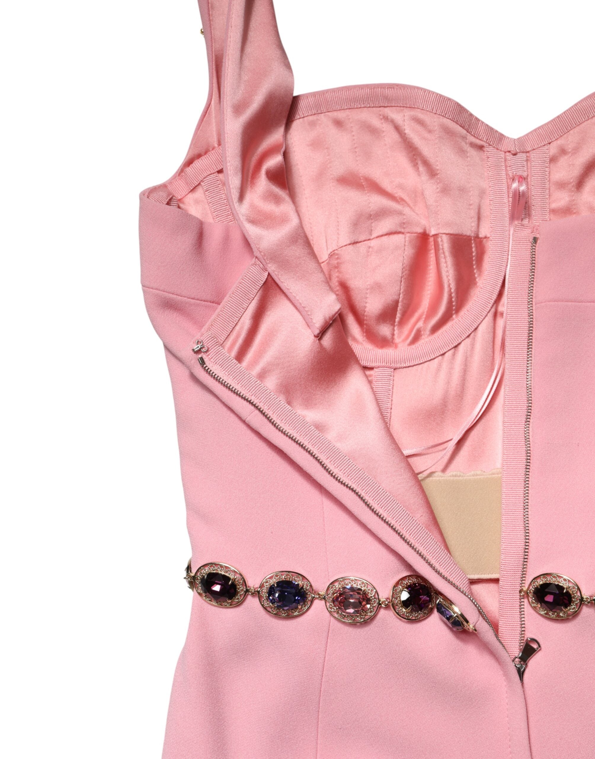 Dolce & Gabbana Pink Crystal Sheath Mermaid LongGown Dress