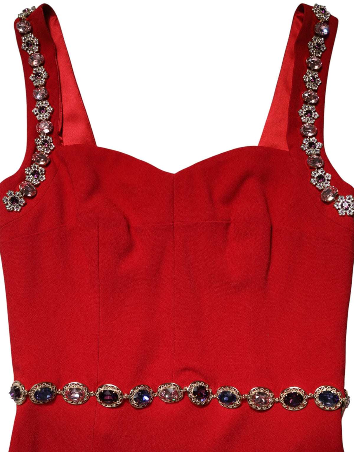 Indulge in the allure of the Dolce & Gabbana Red Embellished Sheath Mermaid Gown, crafted in Italy with exquisite materials, embodying luxury and sophistication for unforgettable moments.