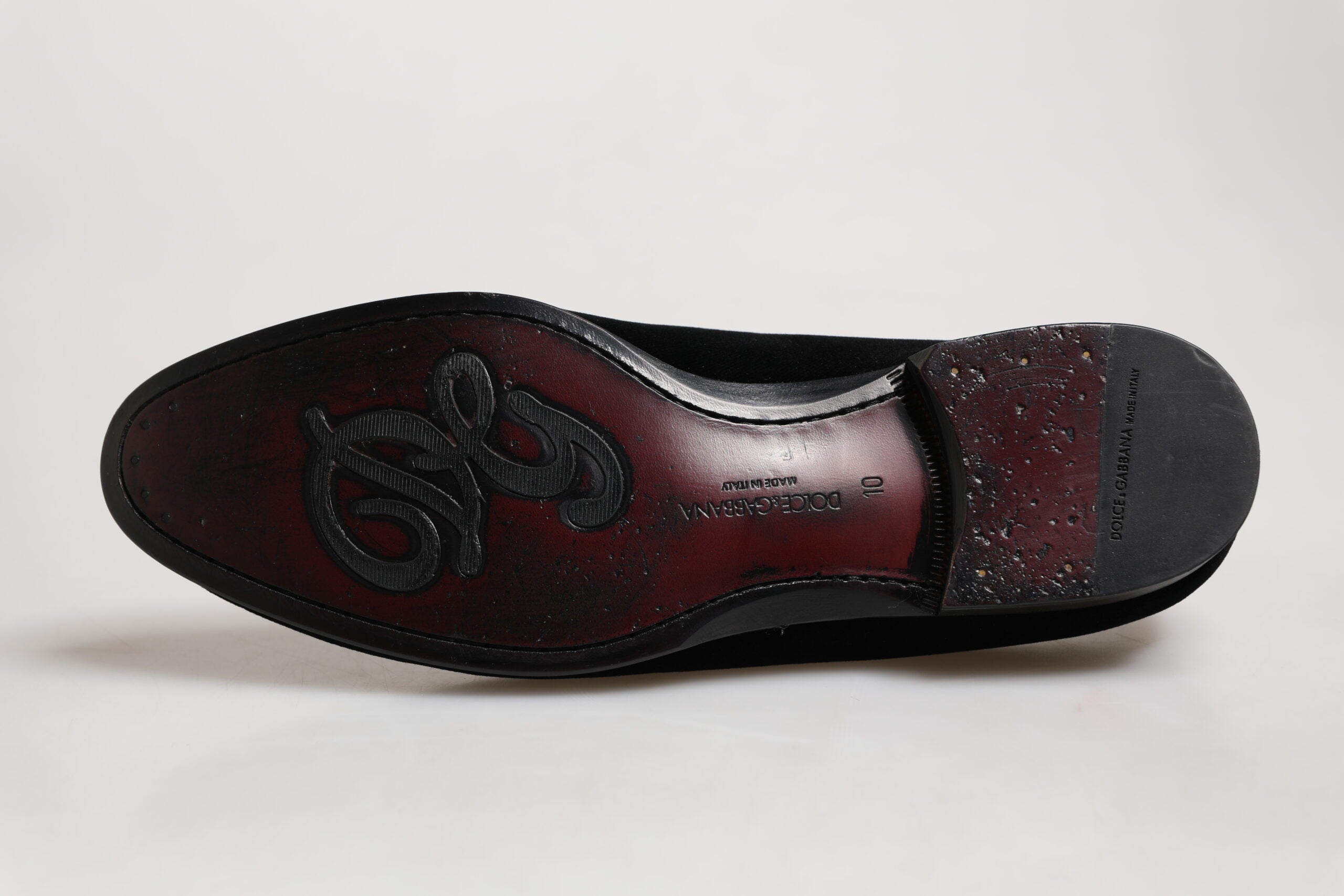 Dolce & Gabbana Black Velvet Slip On Loafers Formal Men Shoes