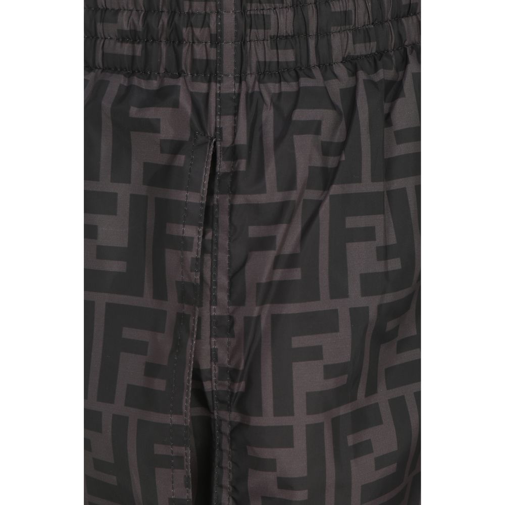 Fendi Gray Polyester Swim Shorts