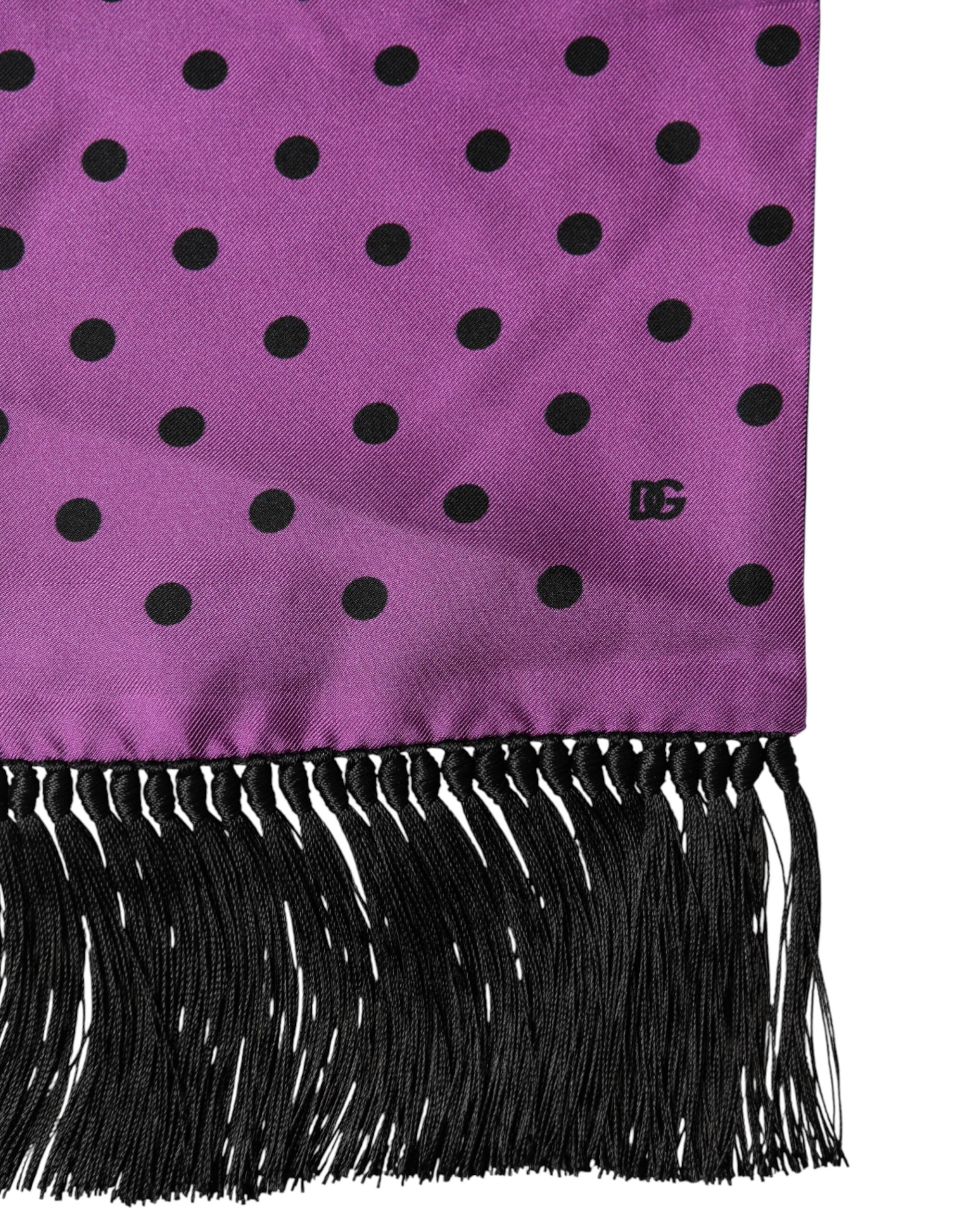 Dolce & Gabbana Violet Polka Dot Fringes Neck Foulard Scarf