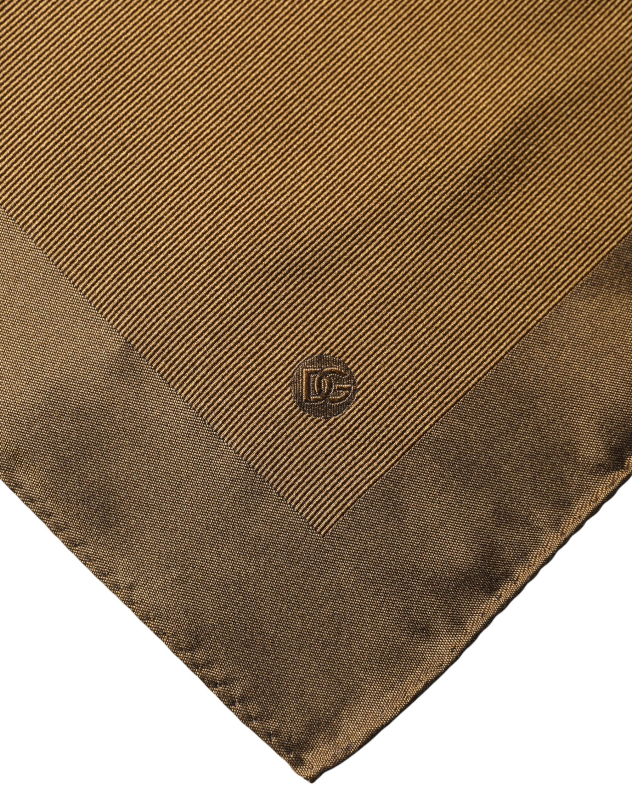 Dolce & Gabbana Brown Logo Silk Men Square Handkerchief Scarf
