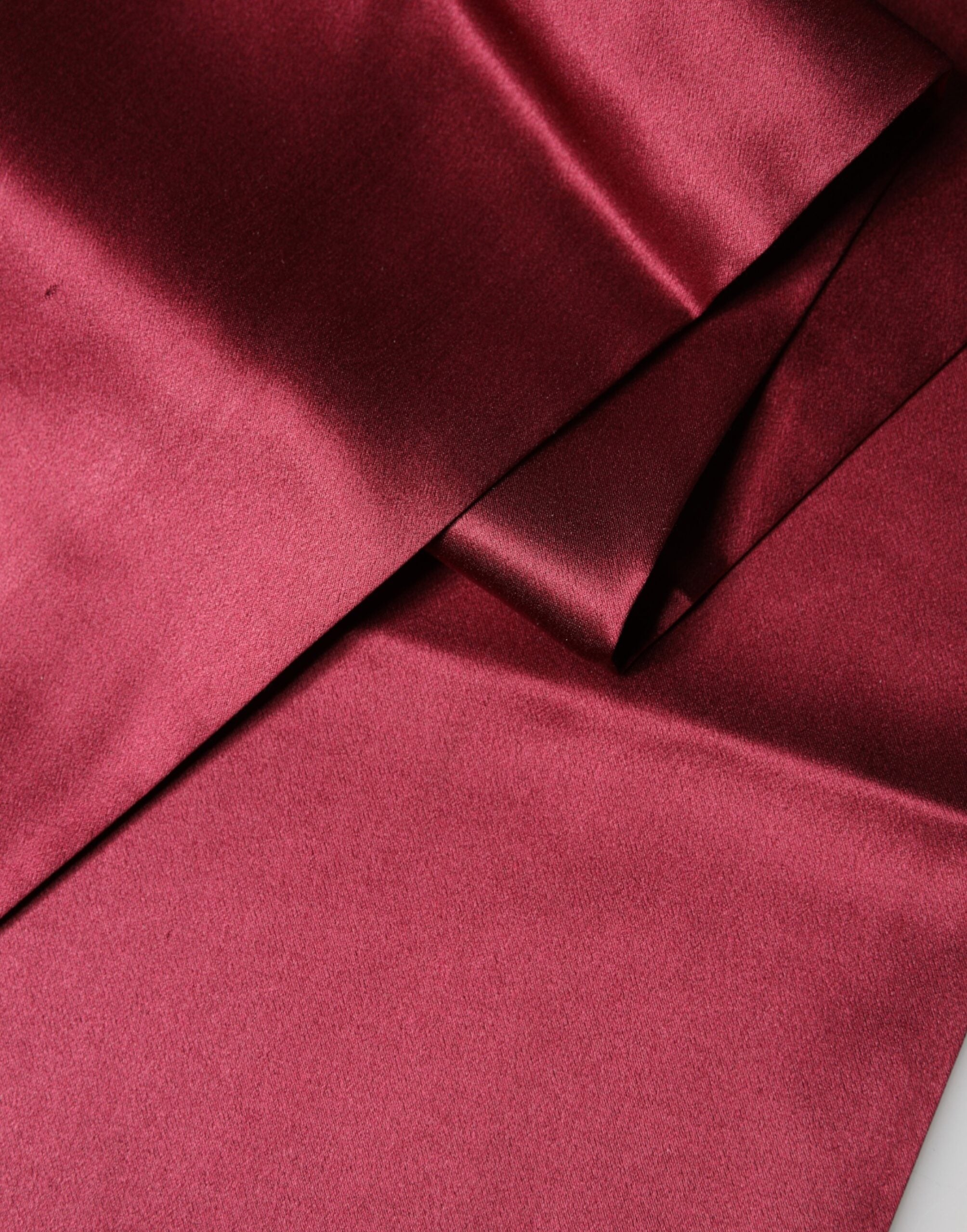 Dolce & Gabbana Red Satin Silk Fringes Neck Foulard Scarf