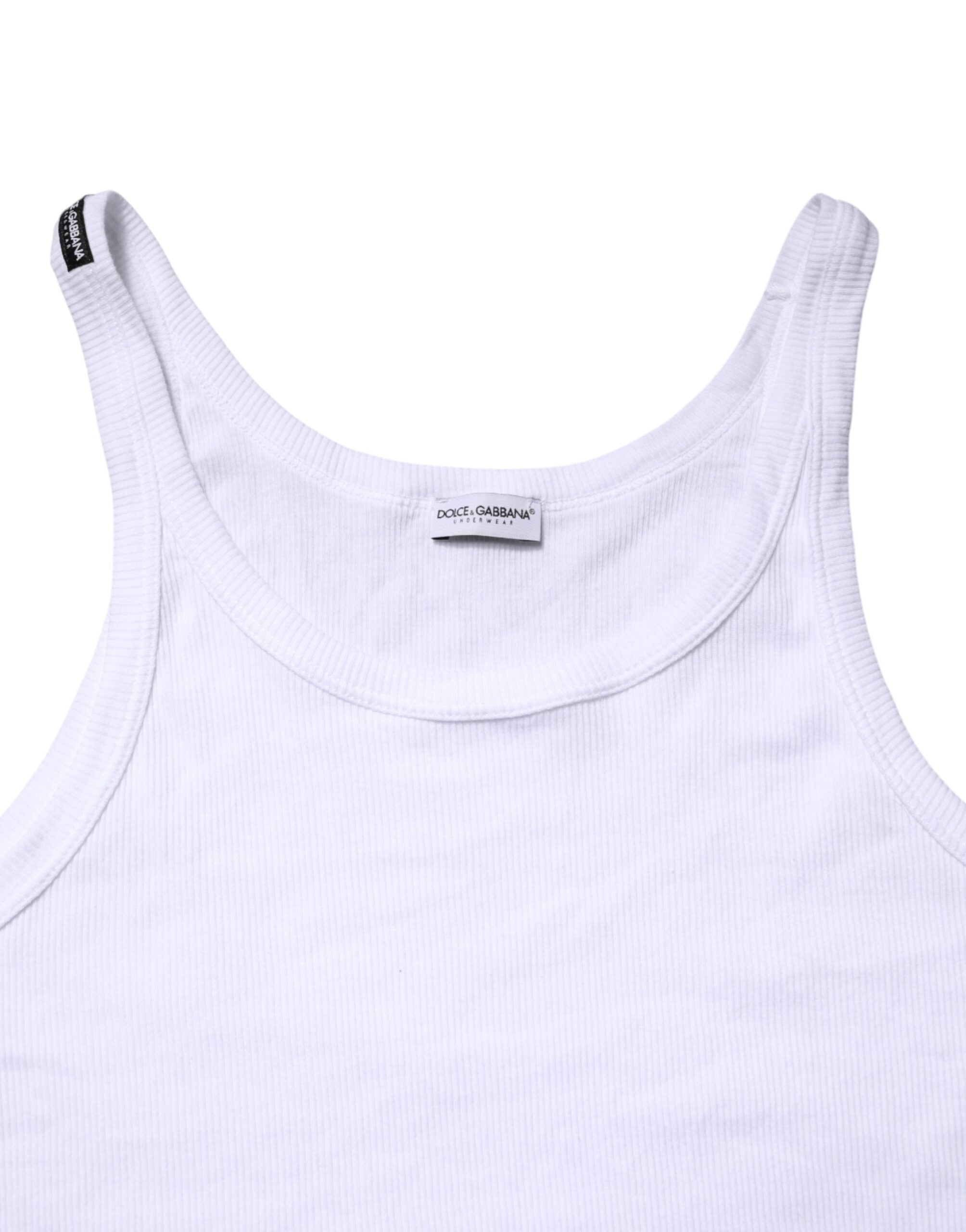 Dolce & Gabbana White Sleeveless Round Neck Tank Top T-shirt