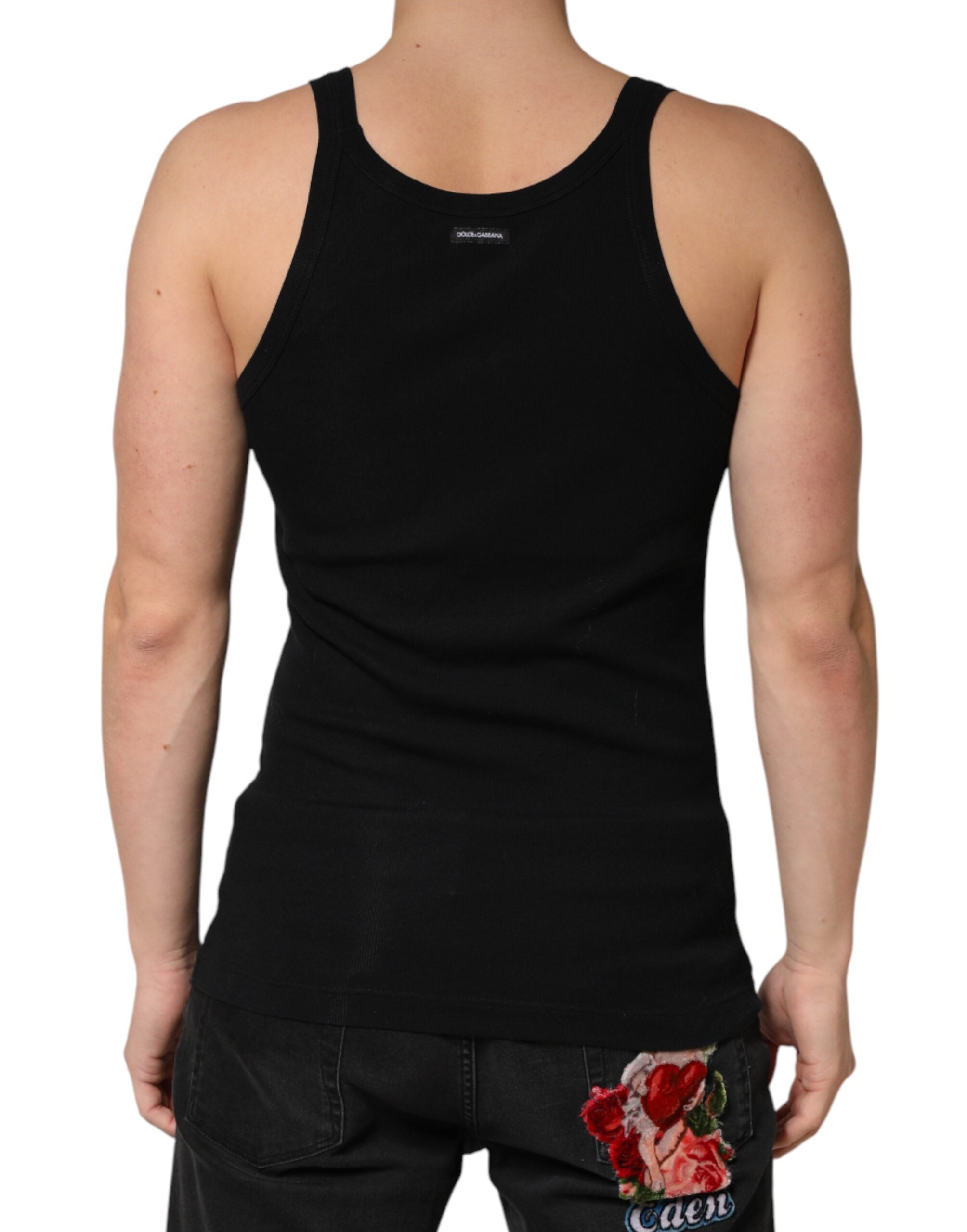 Dolce & Gabbana Black Sleeveless Round Neck Tank Top  T-shirt