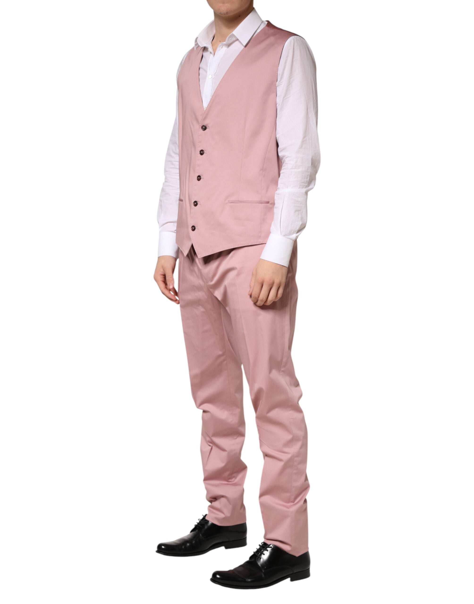 Dolce & Gabbana Pink Cotton Single Breasted 3 Piece Suit