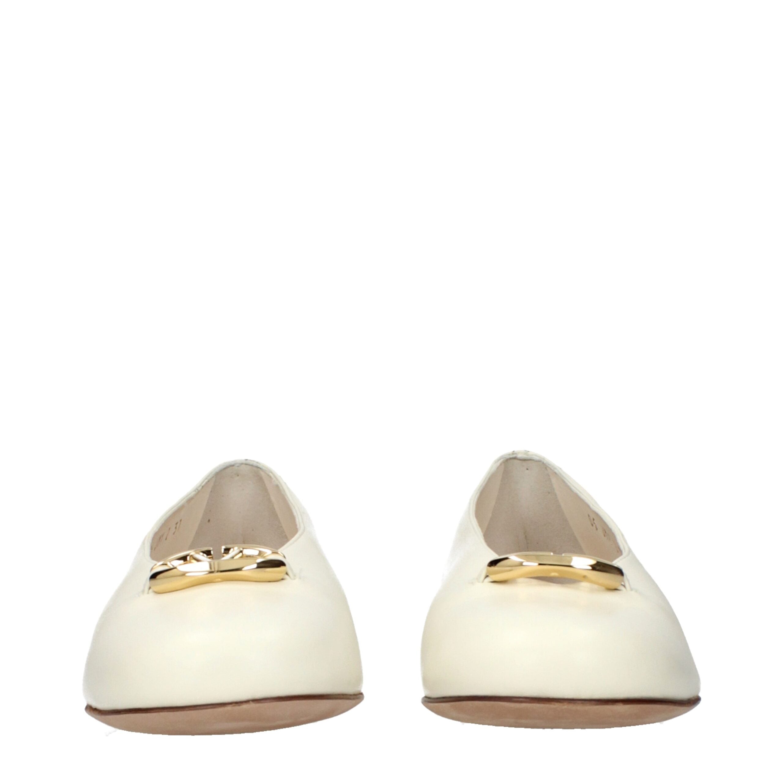 Valentino Garavani Beige Leather Ballet Flats