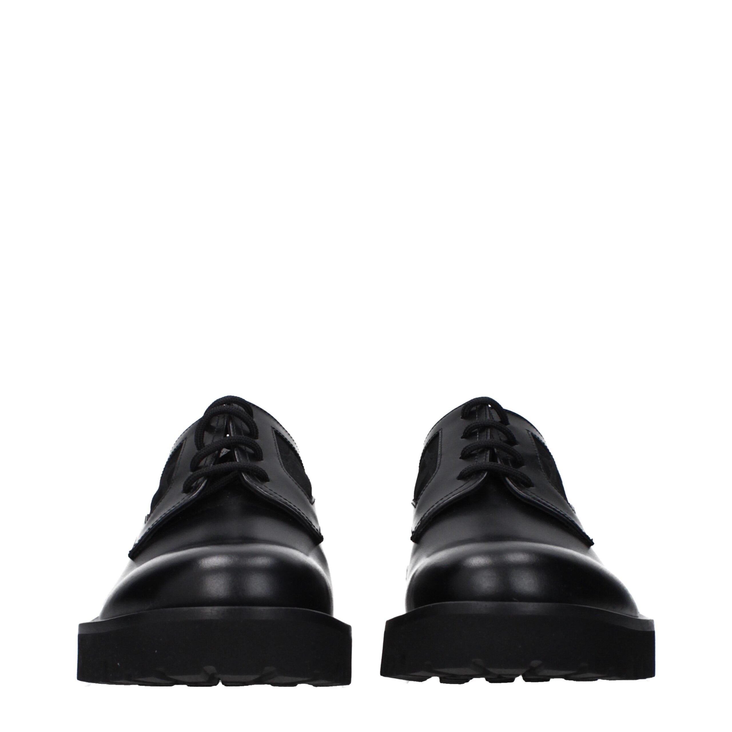 Valentino Garavani Black Leather Oxfords And Derbies