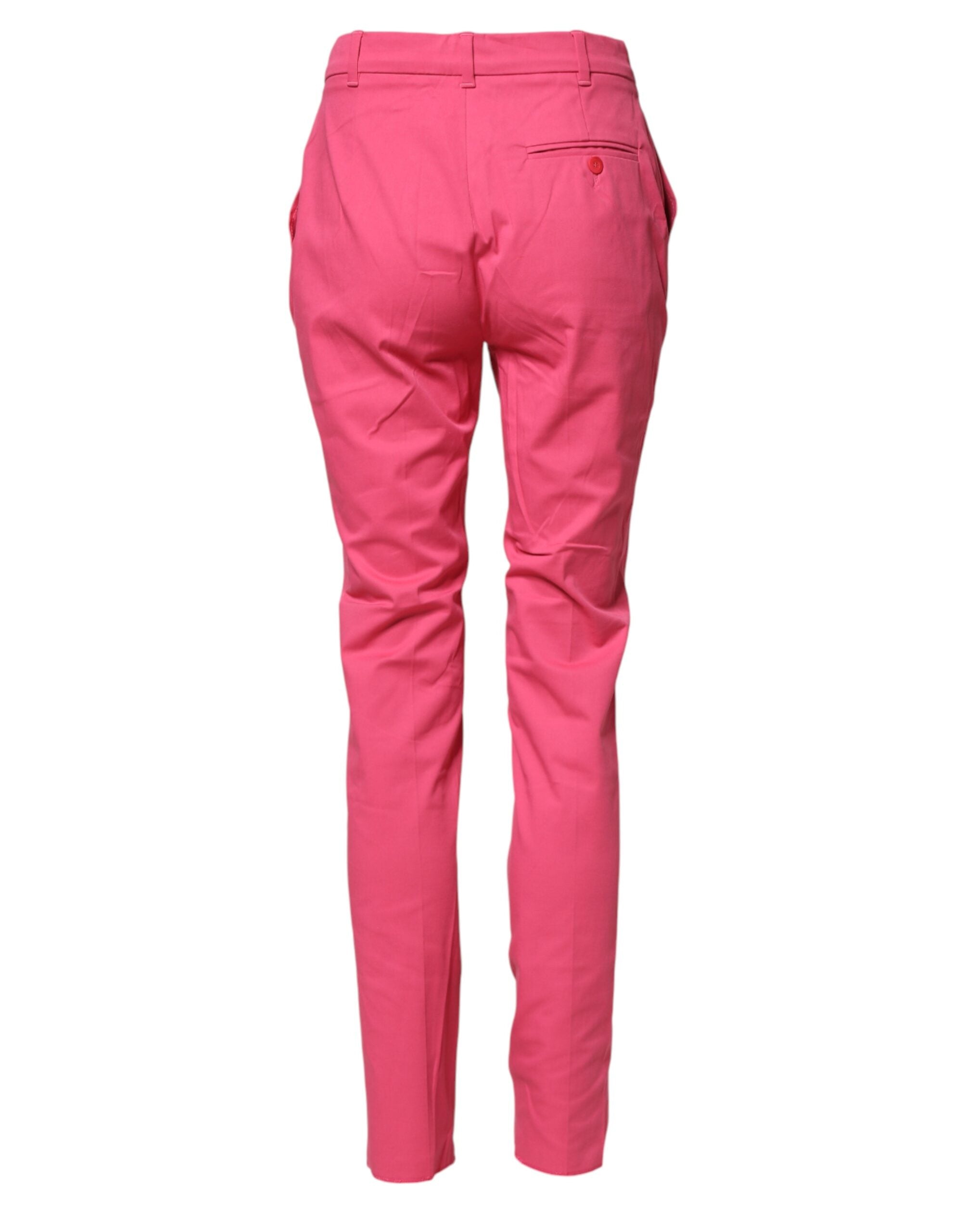 Discover the exquisite Max Mara Pink Skinny High Waist Chino Trouser Pants, where luxurious cotton blend craftsmanship meets timeless elegance for the discerning individual.