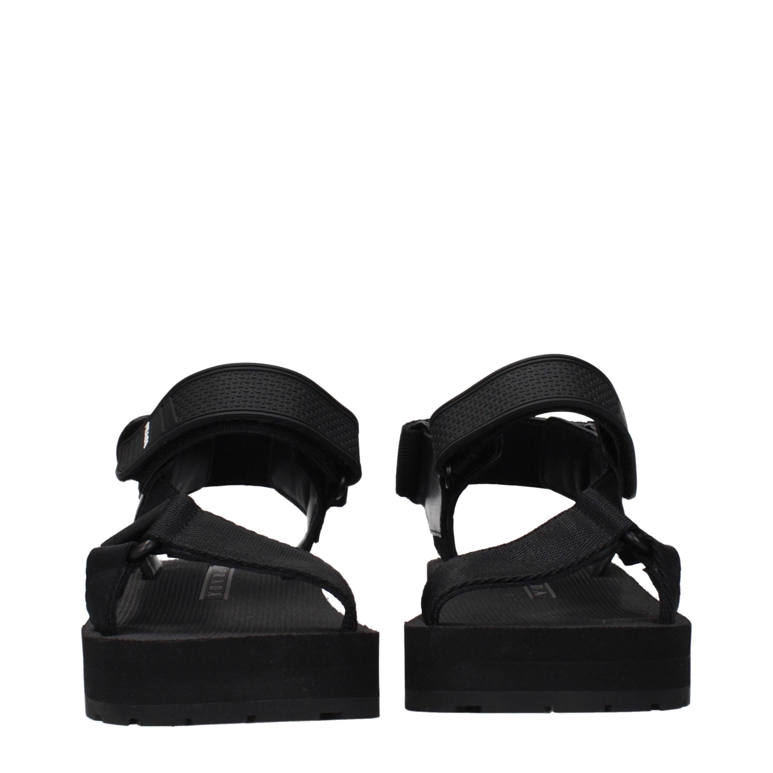 Prada Black Fabric Flat Sandals