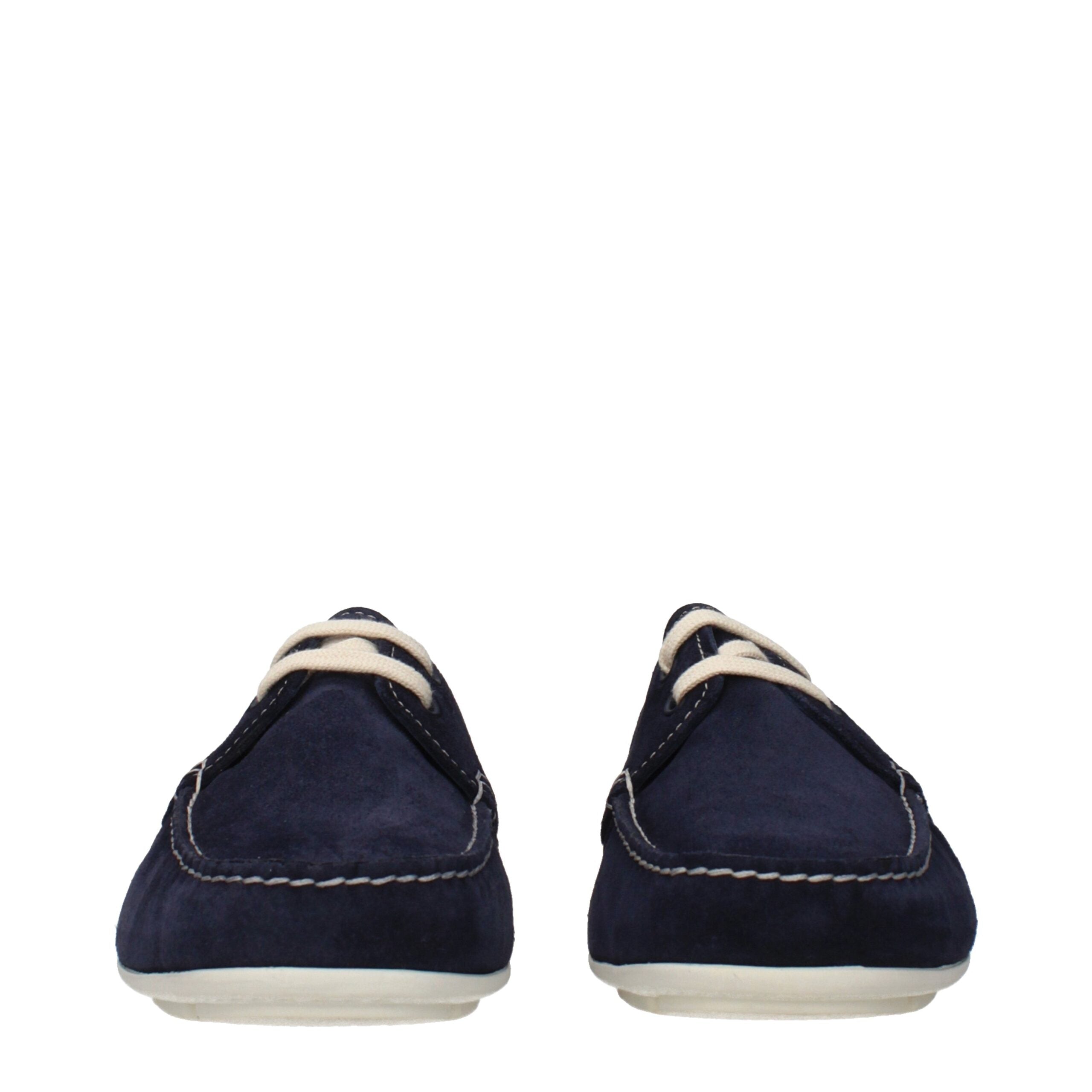 Prada Blue Leather Slip-On Loafers