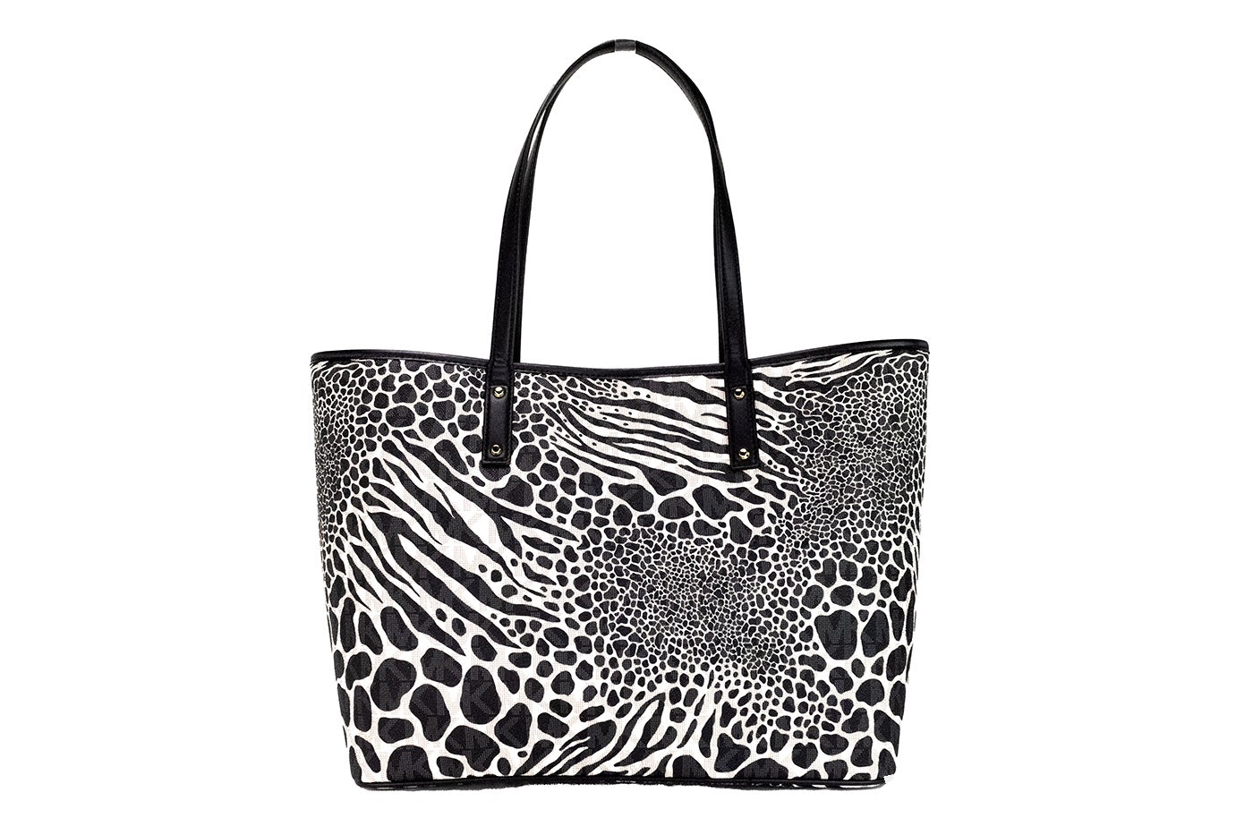 Michael Kors Carter Large Black Animal Print PVC Open Tote Shoulder Purse Bag - DEA STILOSA MILANO