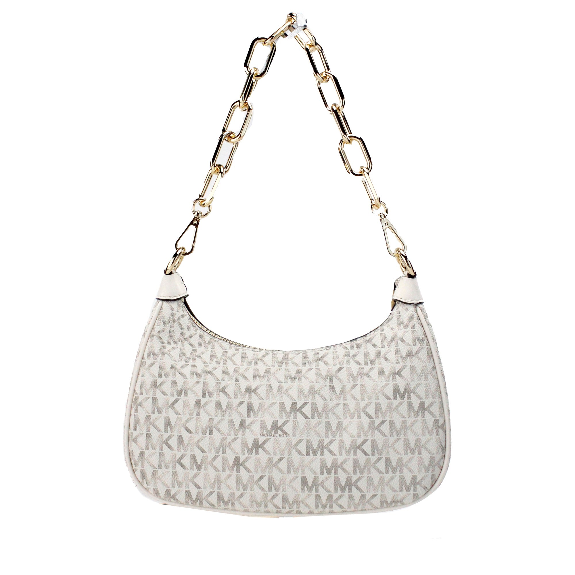 Michael Kors Cora Medium Light Cream Signature PVC Zip Pouchette Crossbody Bag - DEA STILOSA MILANO