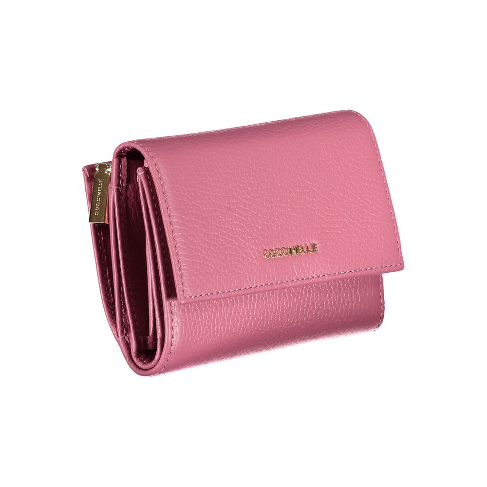 Coccinelle Elegant Pink Leather Wallet with Multiple Compartments - DEA STILOSA MILANO