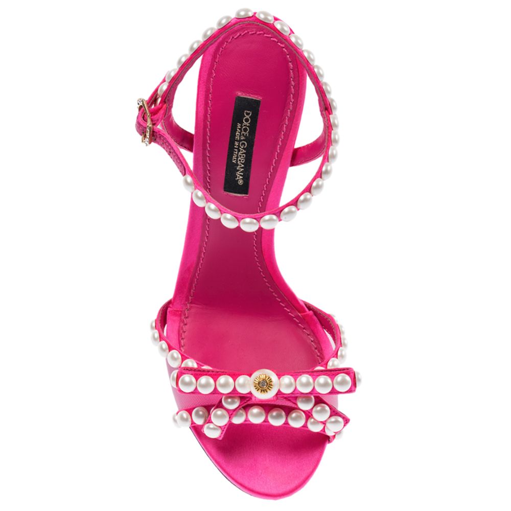 Dolce & Gabbana Elegant Fuchsia Sandals with Pearl Details - DEA STILOSA MILANO