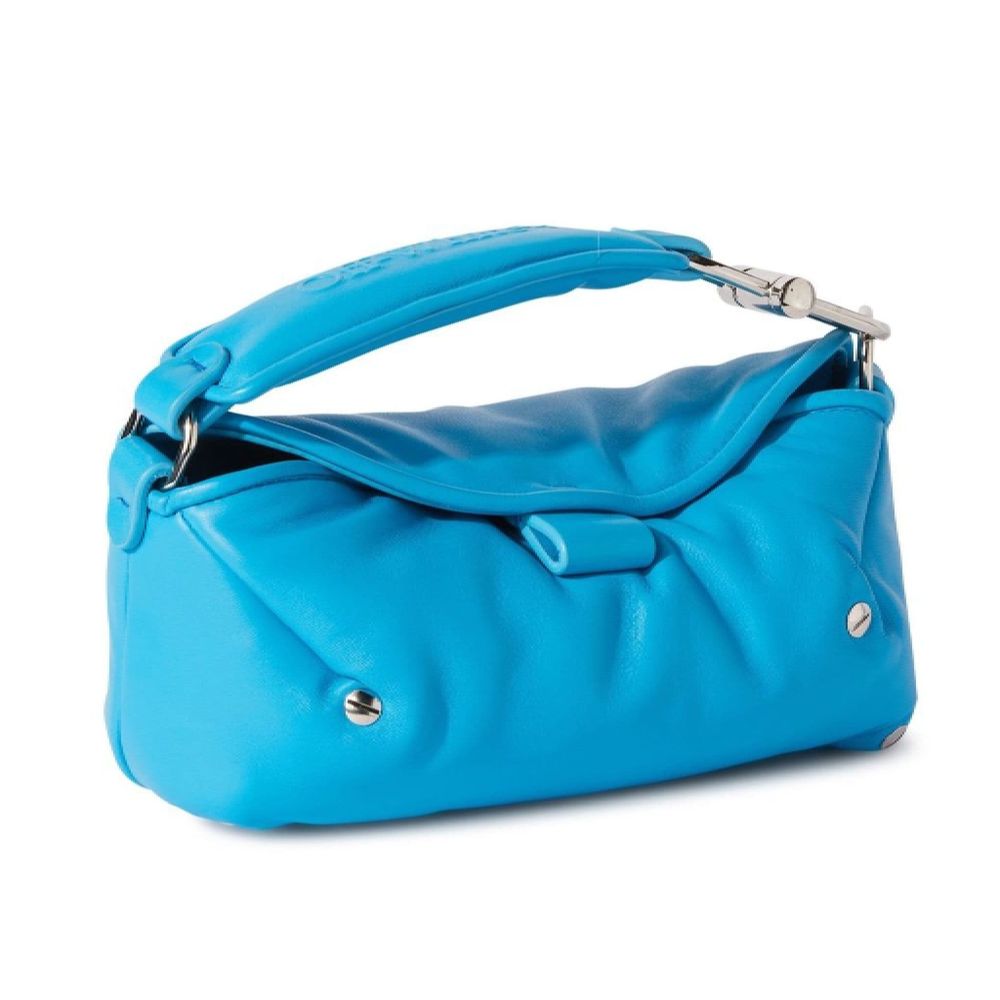 Off-White Blue Leather Crossbody Bag - DEA STILOSA MILANO