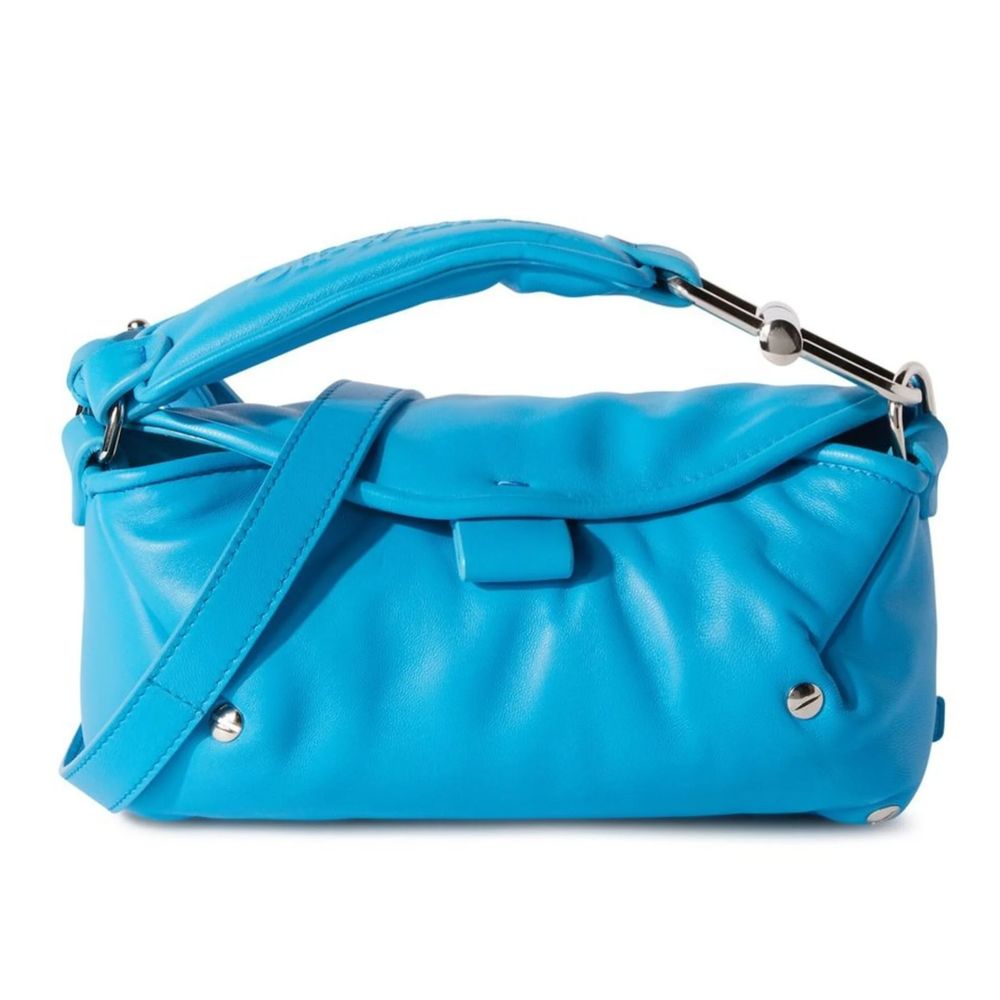 Off-White Blue Leather Crossbody Bag - DEA STILOSA MILANO