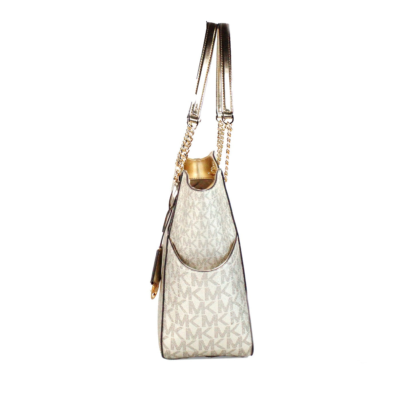 Michael Kors Jet Set Large Pale Gold Signature X Cross Chain Shoulder Tote Bag - DEA STILOSA MILANO