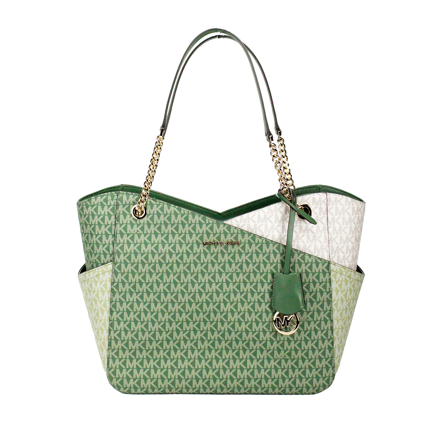 Michael Kors Jet Set Large Fern Green X Cross Chain Shoulder Tote Handbag - DEA STILOSA MILANO