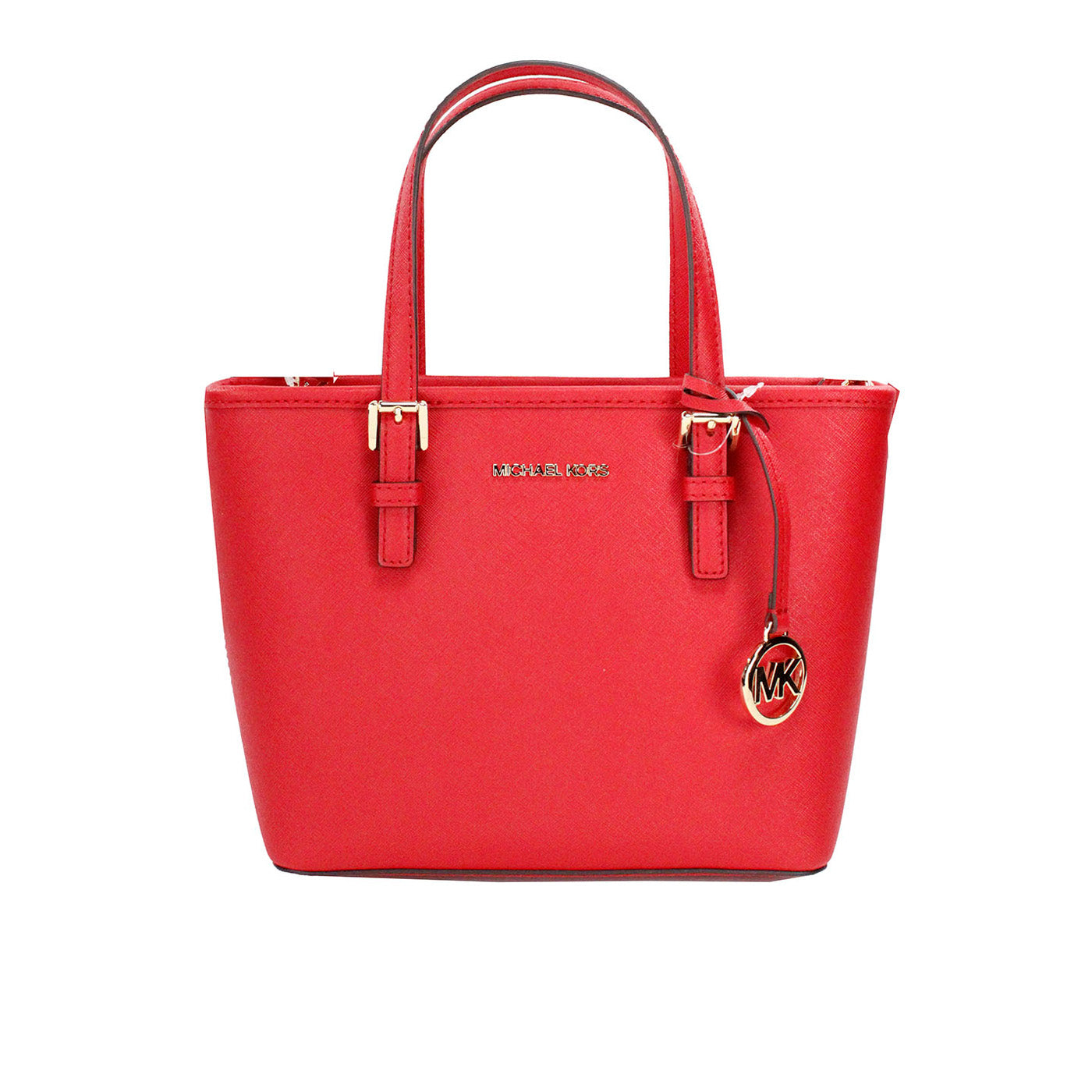 Michael Kors Jet Set Bright Red Leather XS Carryall Top Zip Tote Bag Purse - DEA STILOSA MILANO