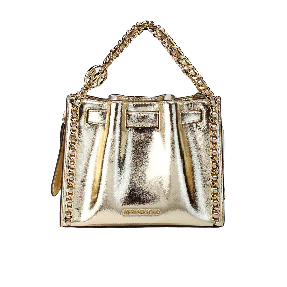 Michael Kors Mina Small Belted Gold Vegan Leather Chain Inlay Crossbody Bag - DEA STILOSA MILANO