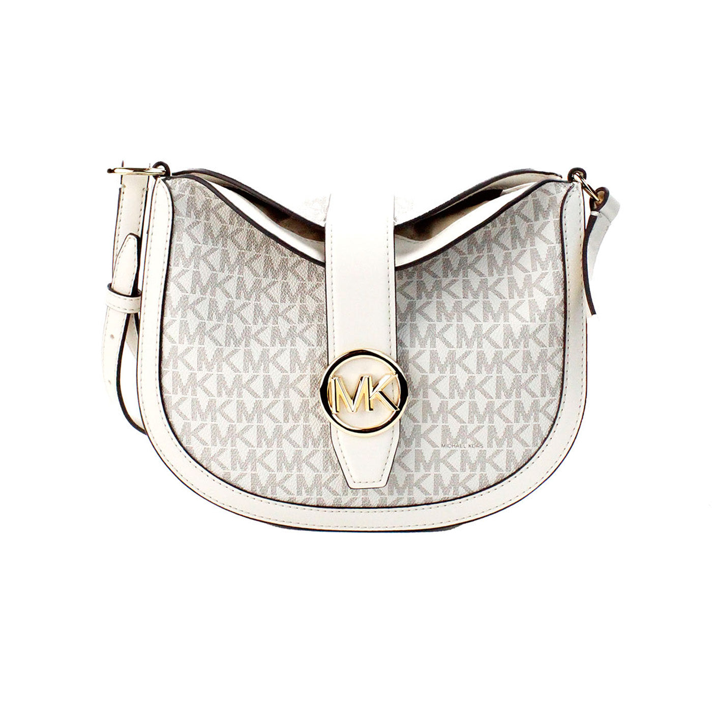 Michael Kors Gabby Small Cream Signature PVC Foldover Hobo Crossbody Bag - DEA STILOSA MILANO