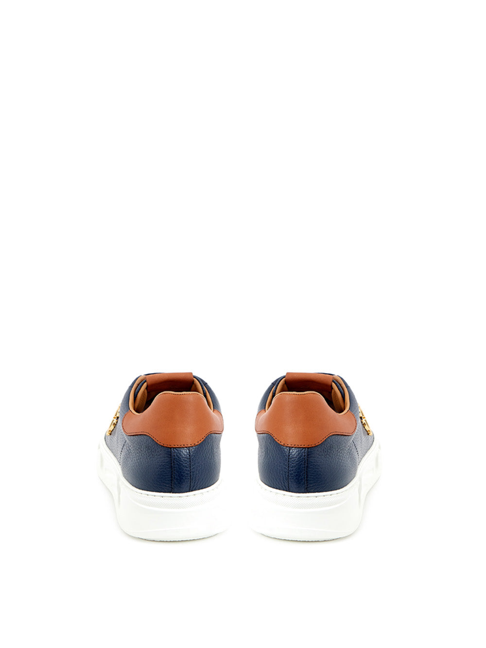 Roberto Cavalli Blue Leather Sneakers with Gold Logo - DEA STILOSA MILANO