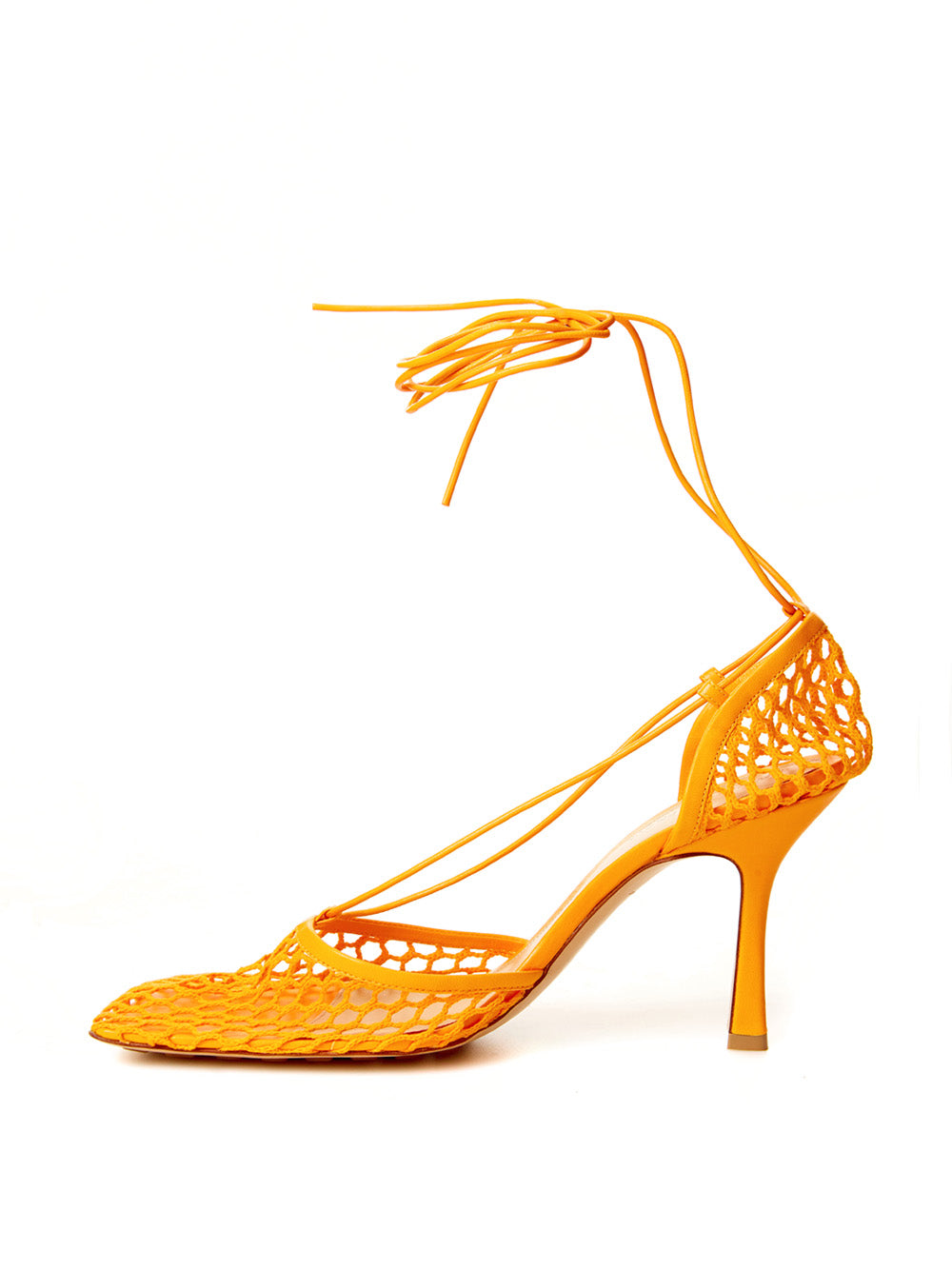 Bottega Veneta Orange Stretch Leather-trimmed Pumps - DEA STILOSA MILANO