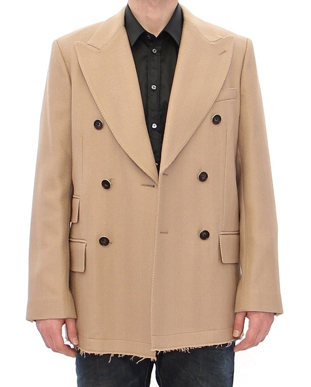 Dolce & Gabbana Beige Double Breasted Coat Jacket - DEA STILOSA MILANO