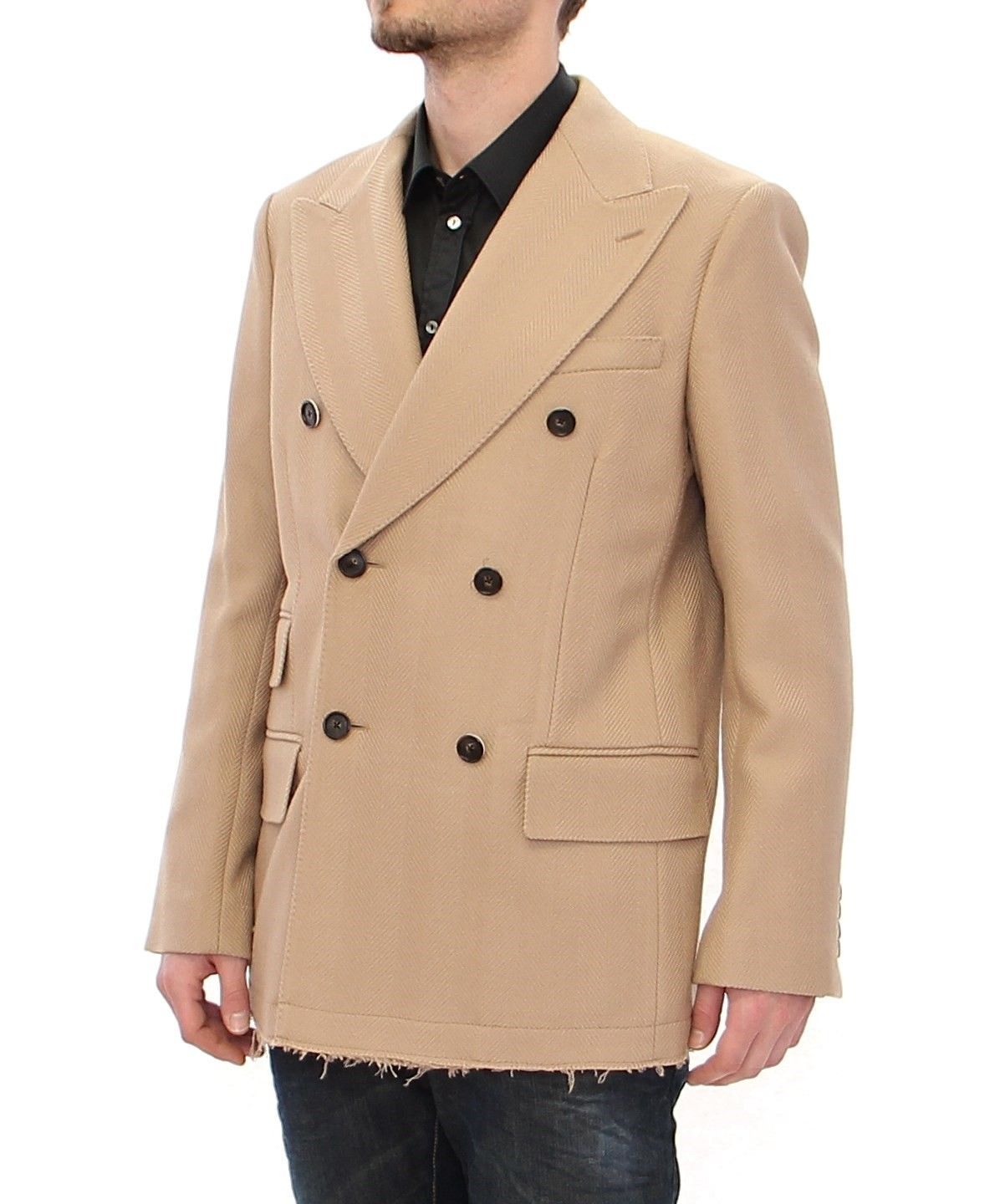 Dolce & Gabbana Beige Double Breasted Coat Jacket - DEA STILOSA MILANO