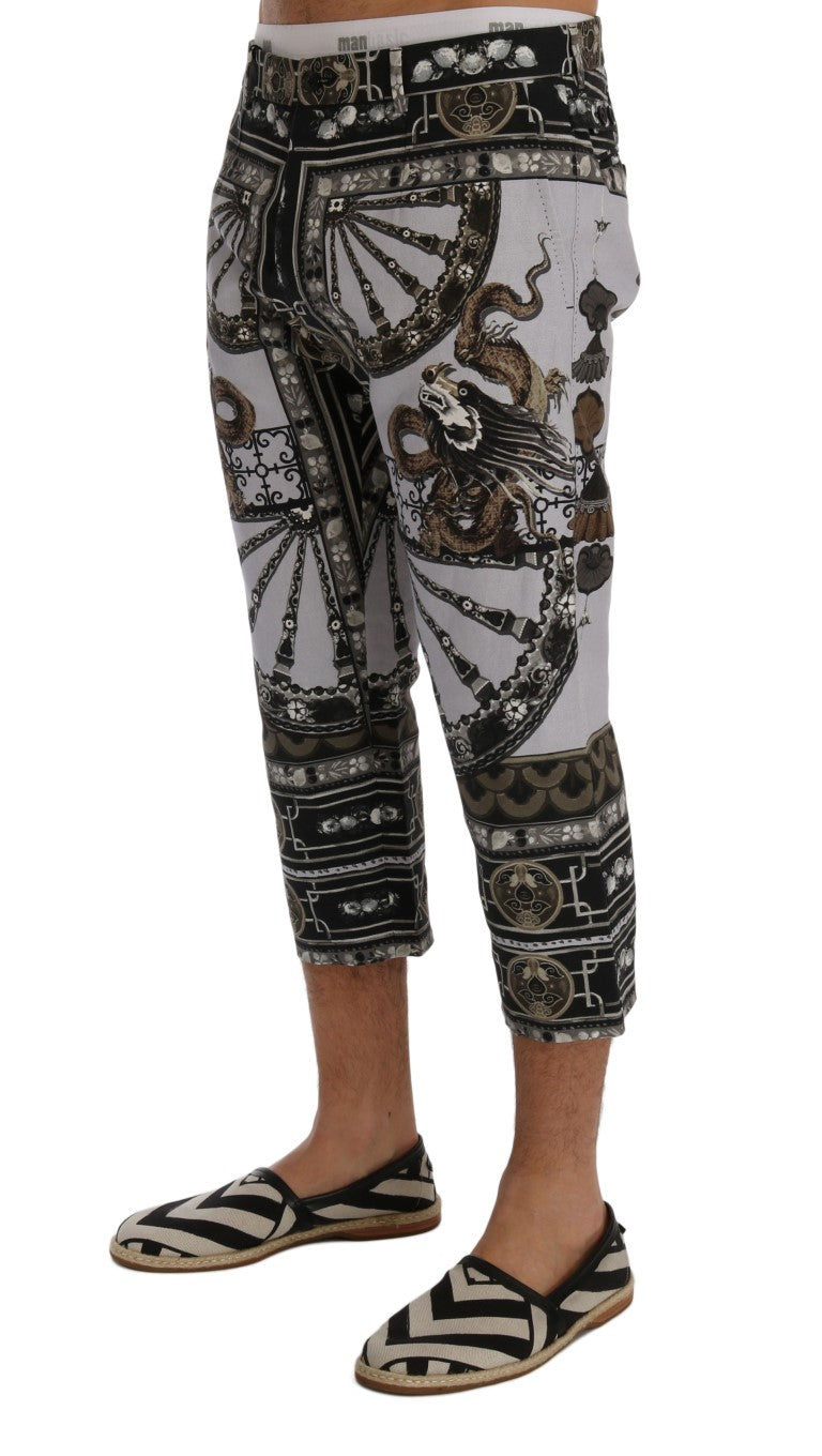 Dolce & Gabbana Multicolor Dragon Print Capri Pants - DEA STILOSA MILANO