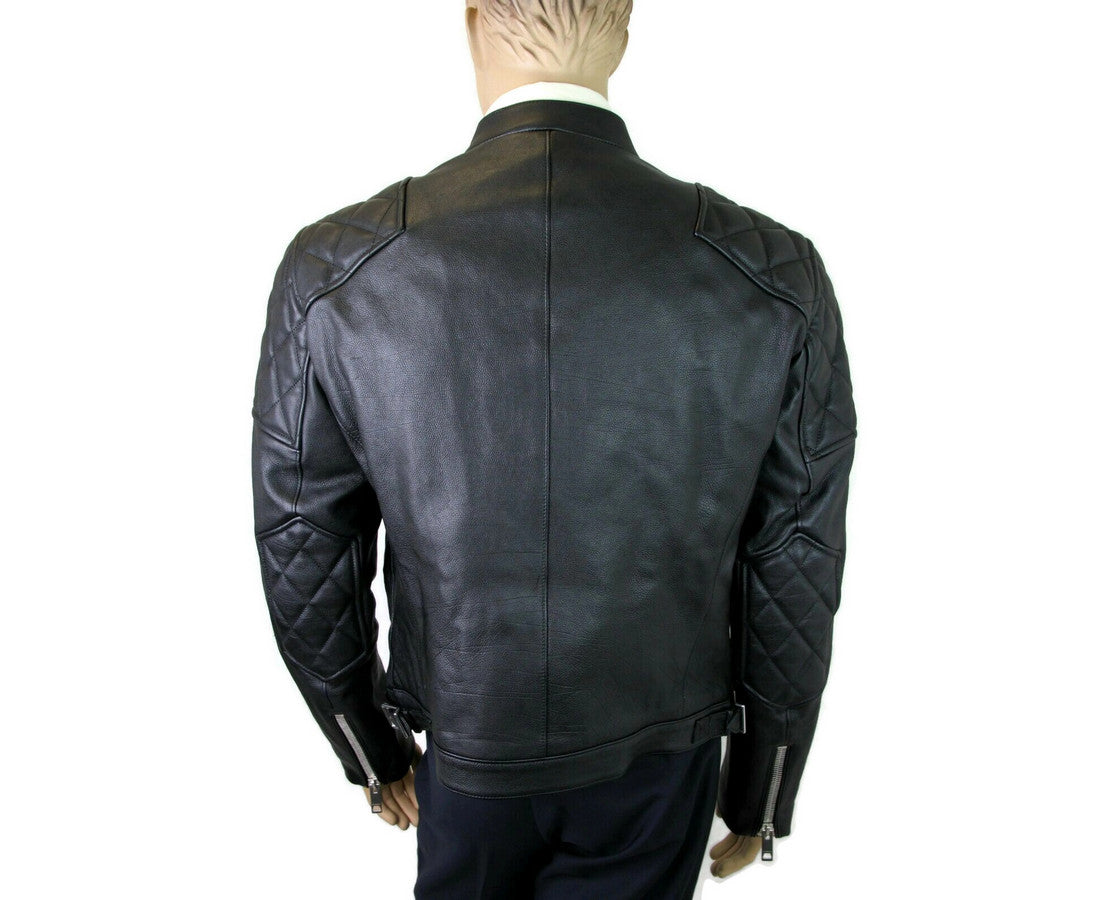 Burberry Burberry Men's Black Leather Diamond Quilted Biker Jacket - DEA STILOSA MILANO
