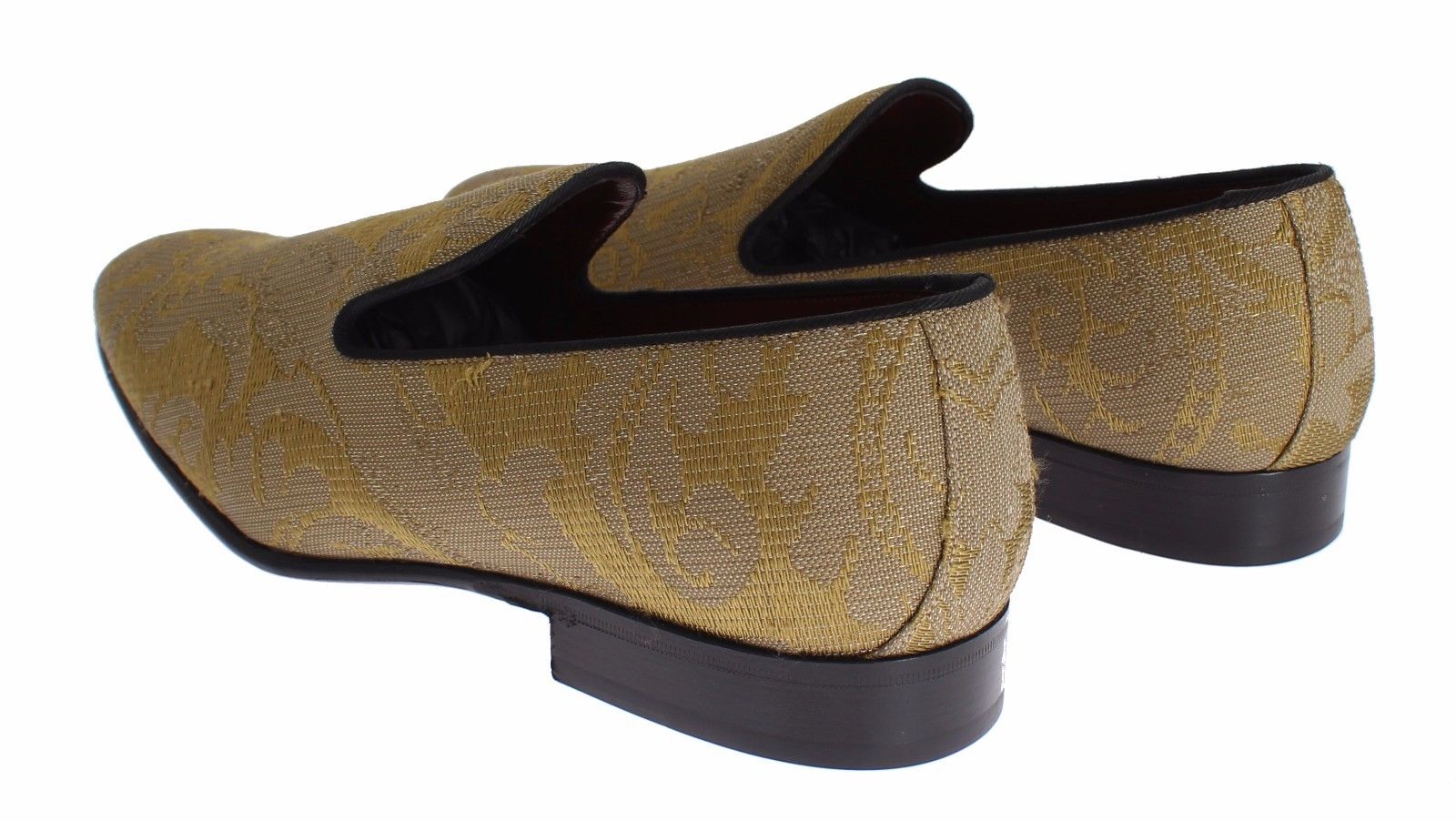 Dolce & Gabbana Yellow Gold Silk Baroque Loafers Shoes - DEA STILOSA MILANO