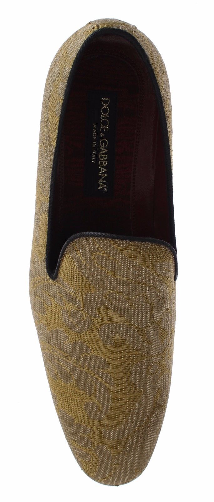 Dolce & Gabbana Yellow Gold Silk Baroque Loafers Shoes - DEA STILOSA MILANO