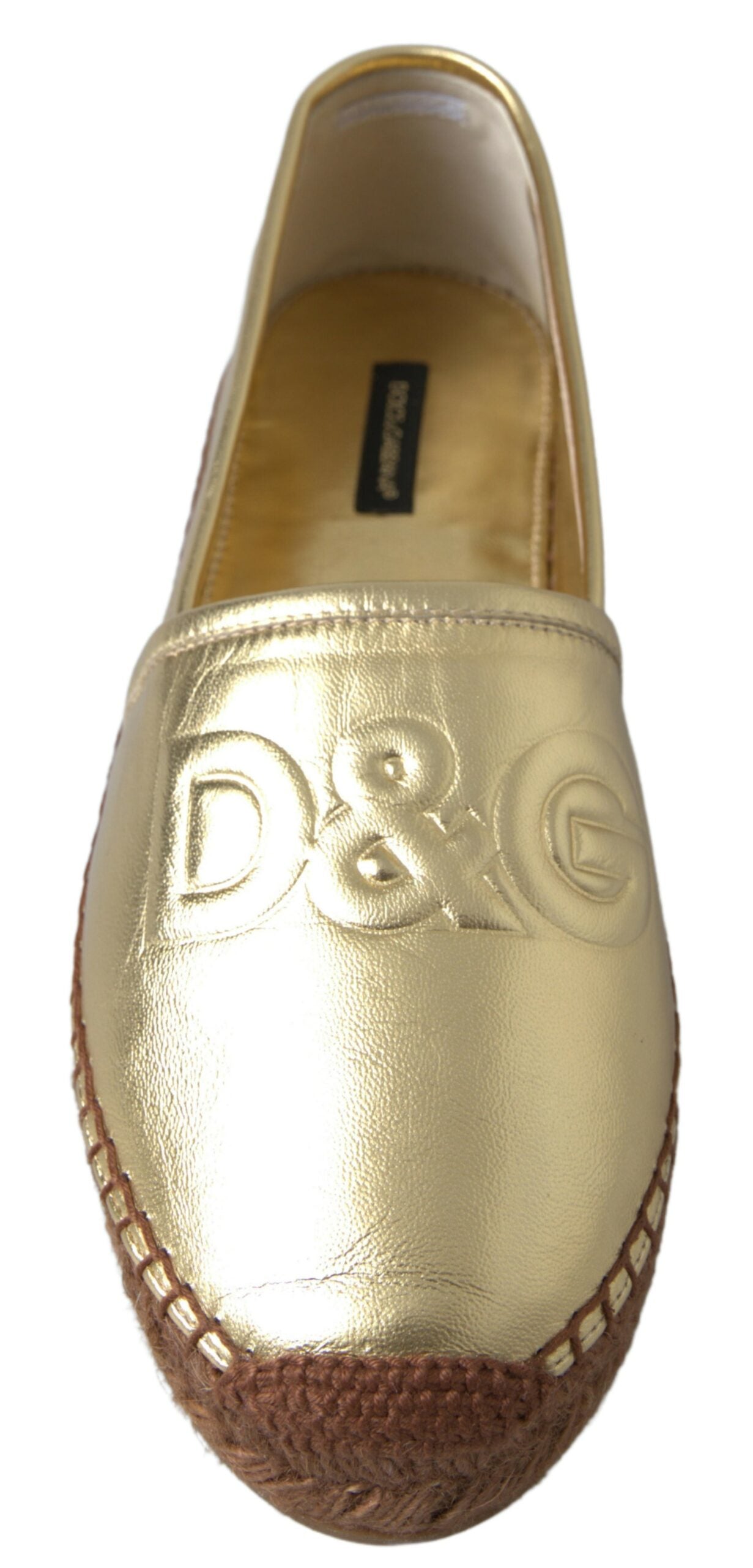 Dolce & Gabbana Gold Leather D&G Loafers Flats Espadrille Shoes - DEA STILOSA MILANO