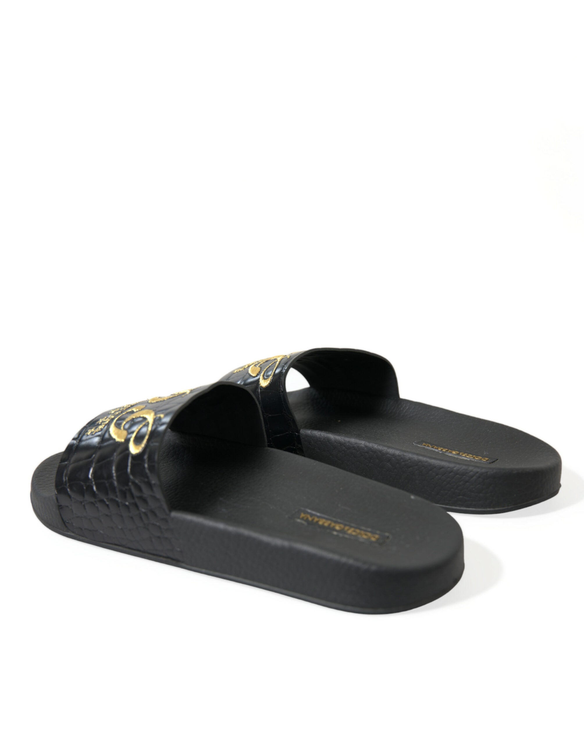 Dolce & Gabbana Black Luxury Hotel Beachwear Sandals Shoes - DEA STILOSA MILANO