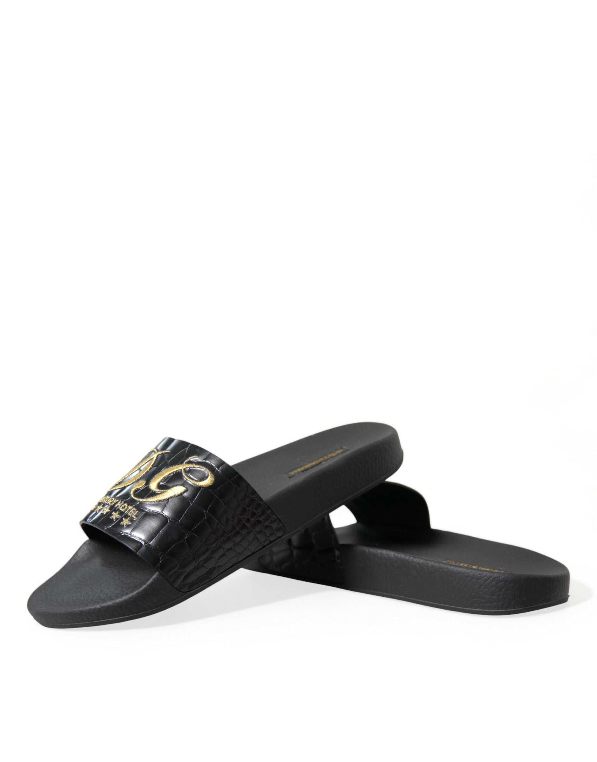 Dolce & Gabbana Black Luxury Hotel Beachwear Sandals Shoes - DEA STILOSA MILANO