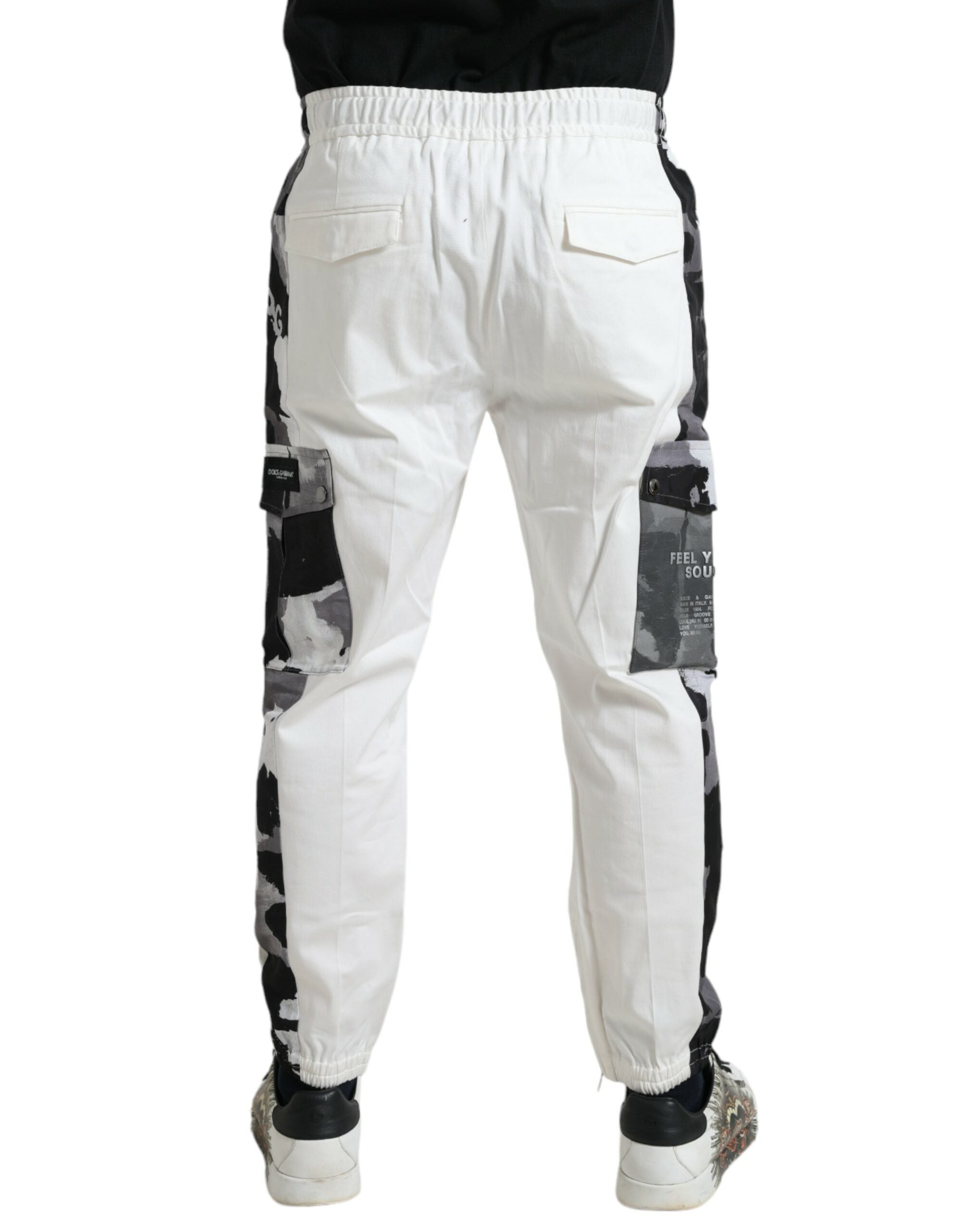 Dolce & Gabbana White Cotton Blend Jogger Men Sweatpants Pants - DEA STILOSA MILANO
