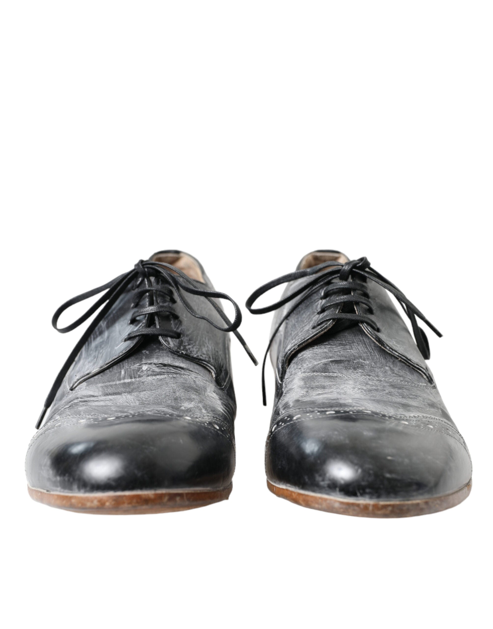 Dolce & Gabbana Black Leather Lace Up Formal Derby Dress Shoes - DEA STILOSA MILANO