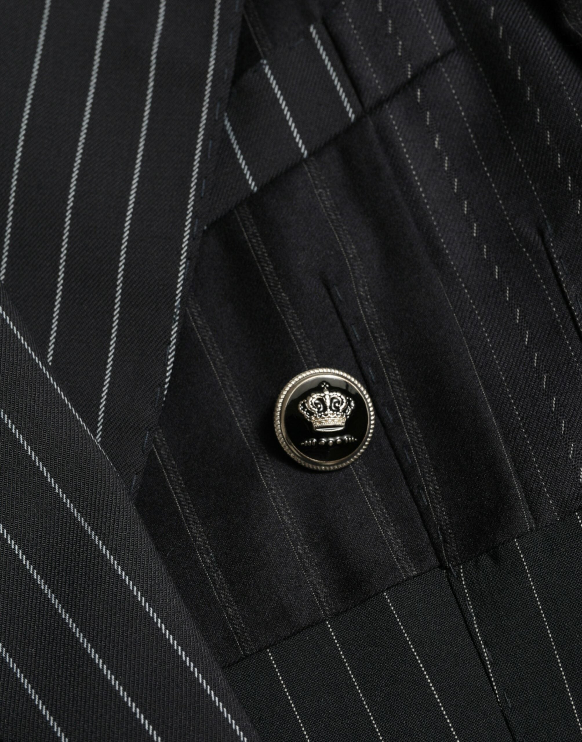 Dolce & Gabbana Black Striped Wool DoubleBreasted Coat Jacket - DEA STILOSA MILANO