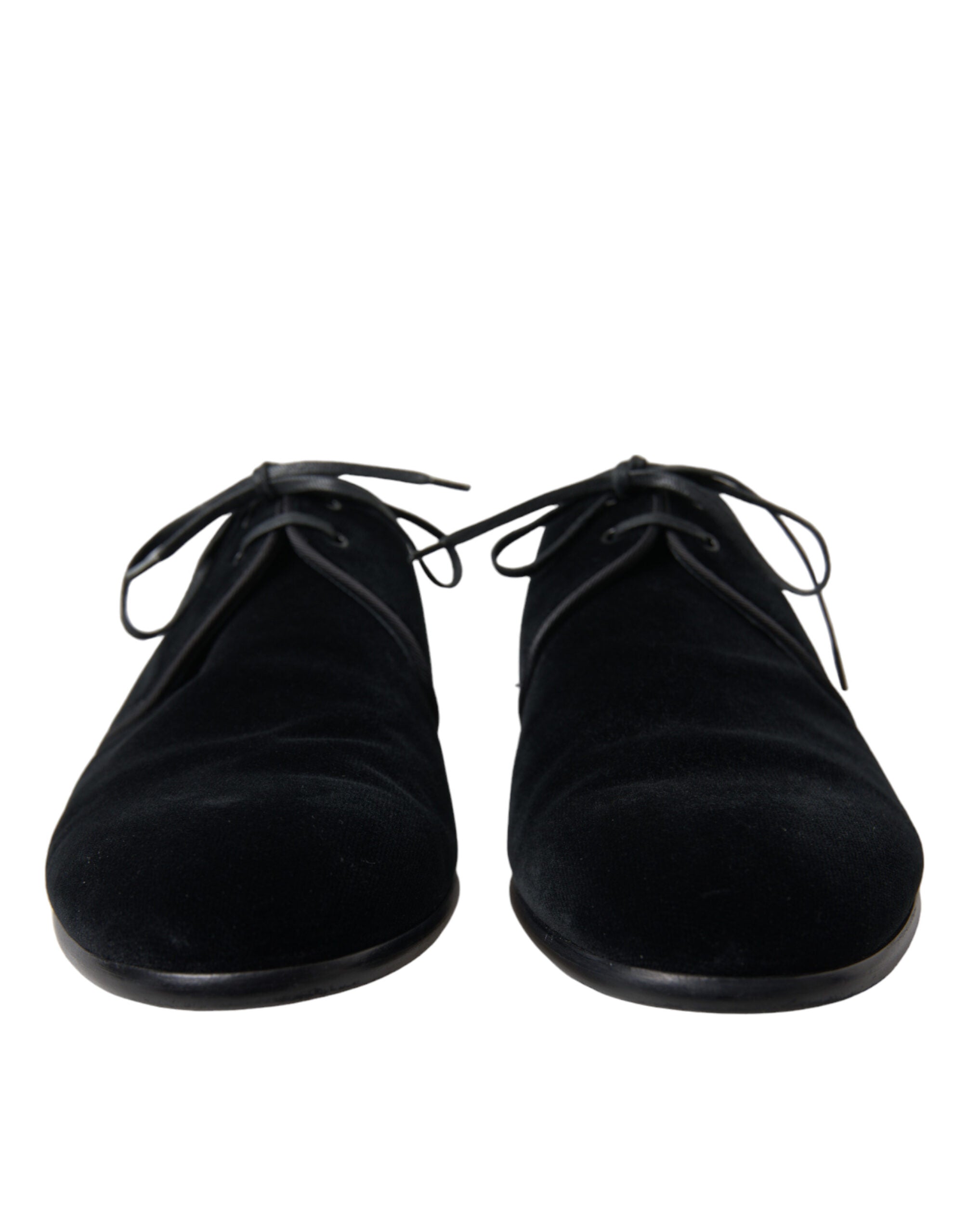 Dolce & Gabbana Black Velvet Lace Up Formal Derby Dress Shoes - DEA STILOSA MILANO