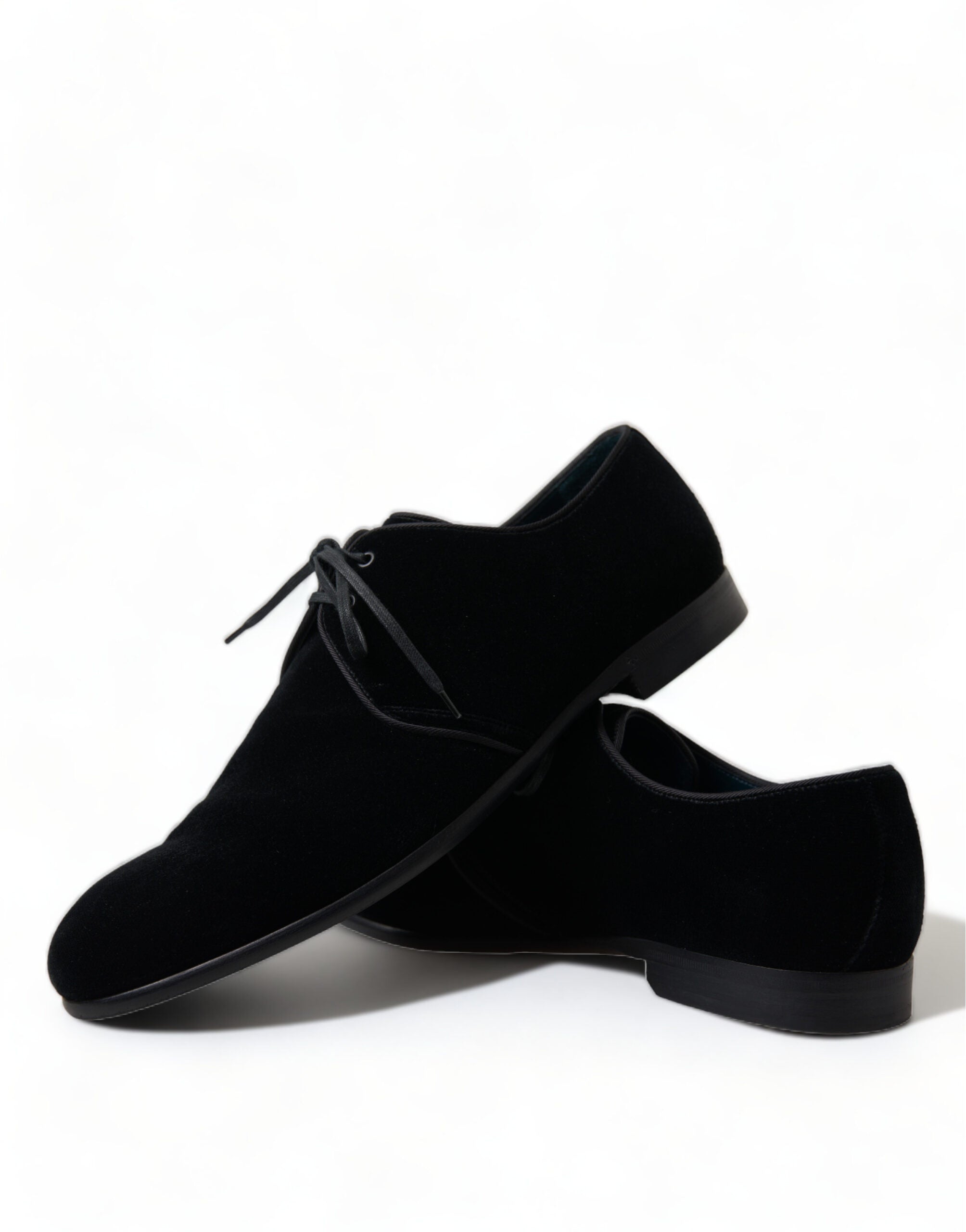 Dolce & Gabbana Black Velvet Lace Up Formal Derby Dress Shoes - DEA STILOSA MILANO