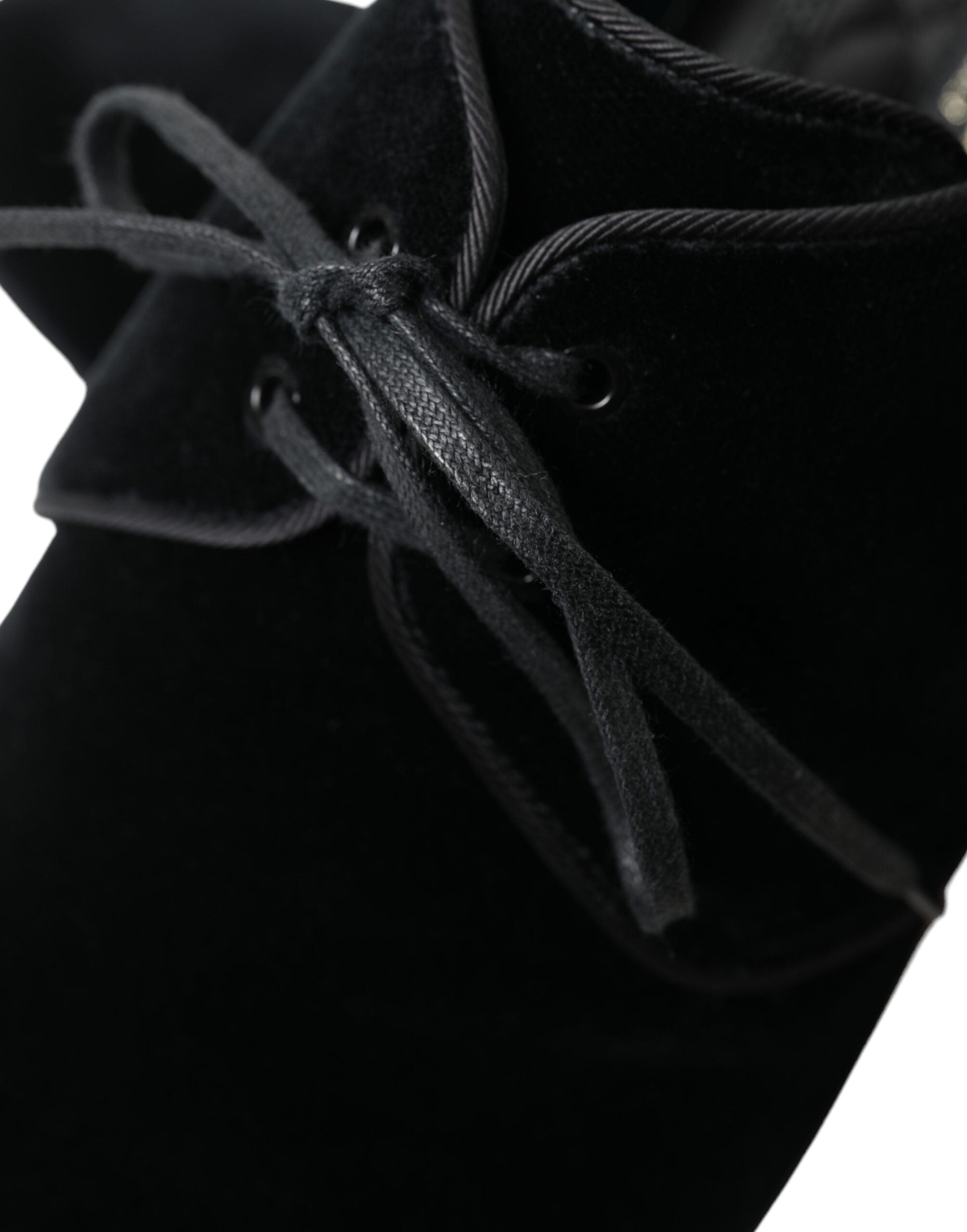 Dolce & Gabbana Black Velvet Lace Up Formal Derby Dress Shoes - DEA STILOSA MILANO