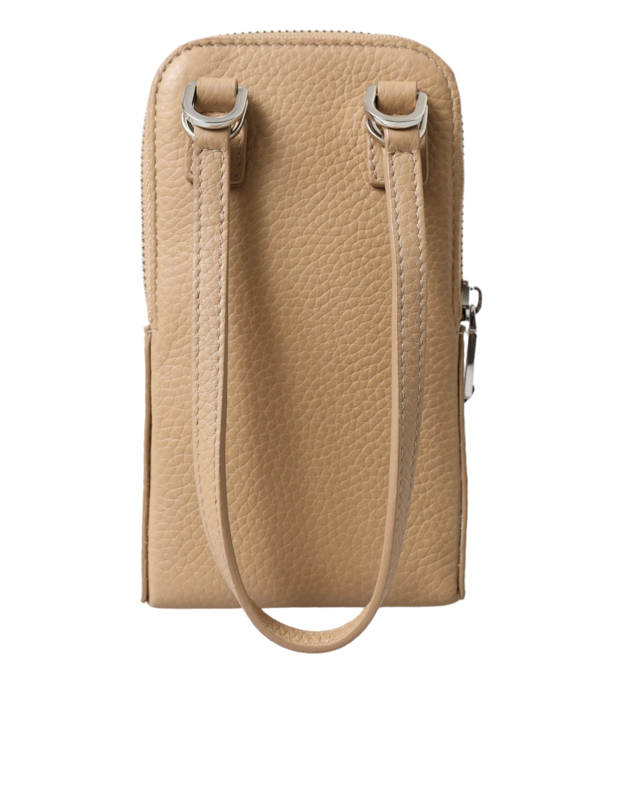 Dolce & Gabbana Beige Leather Purse Crossbody Sling Phone Bag - DEA STILOSA MILANO