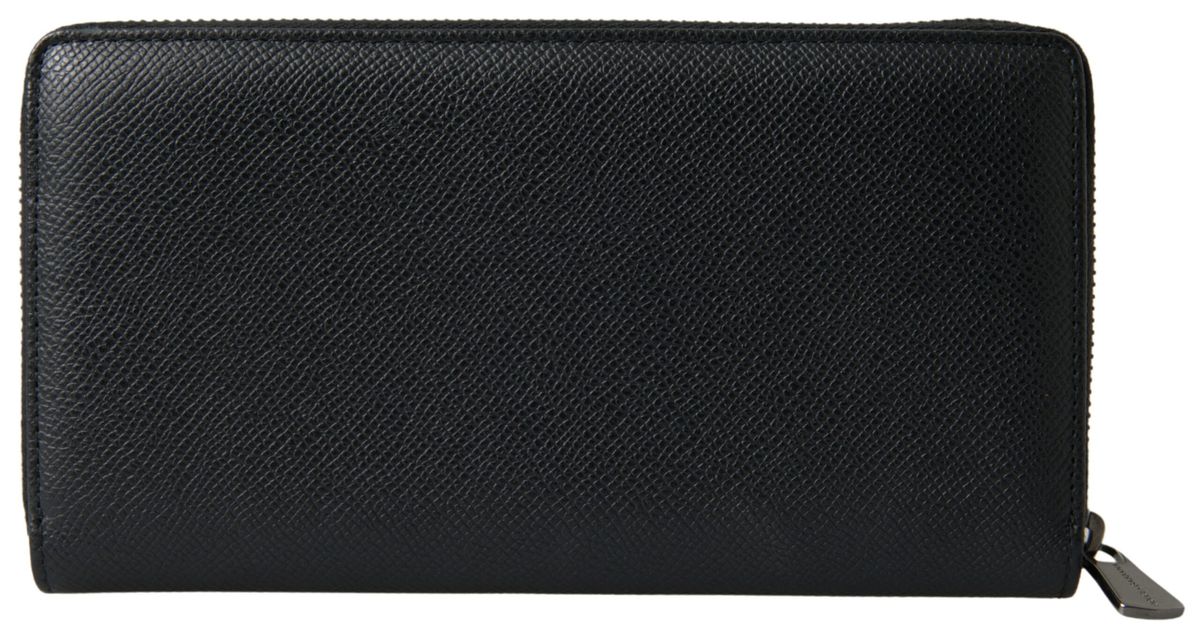 Dolce & Gabbana Black Leather Zip Around Continental Men Wallet - DEA STILOSA MILANO