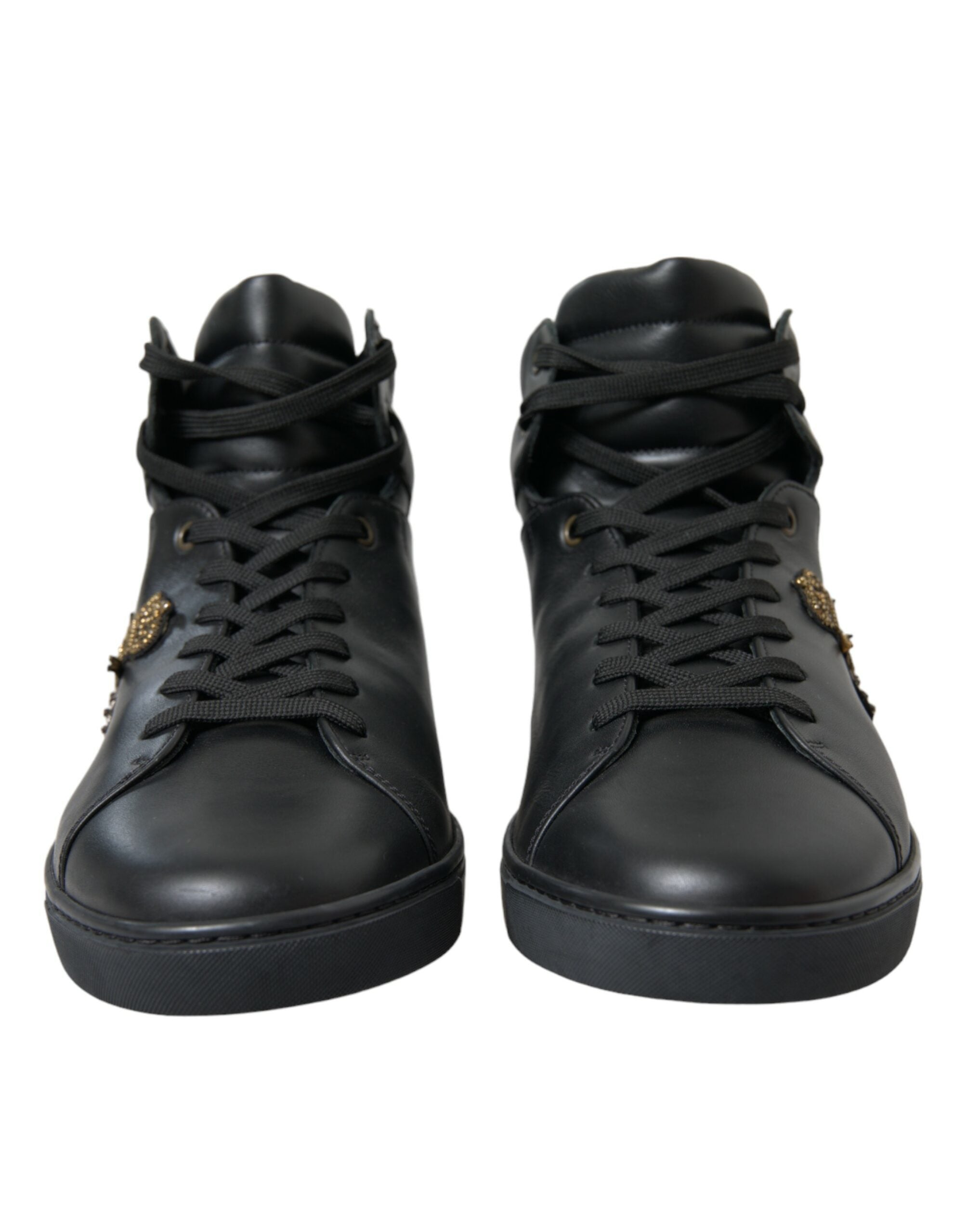 Dolce & Gabbana Black Crown Bee logo Mid Top Portofino Sneakers Shoes - DEA STILOSA MILANO