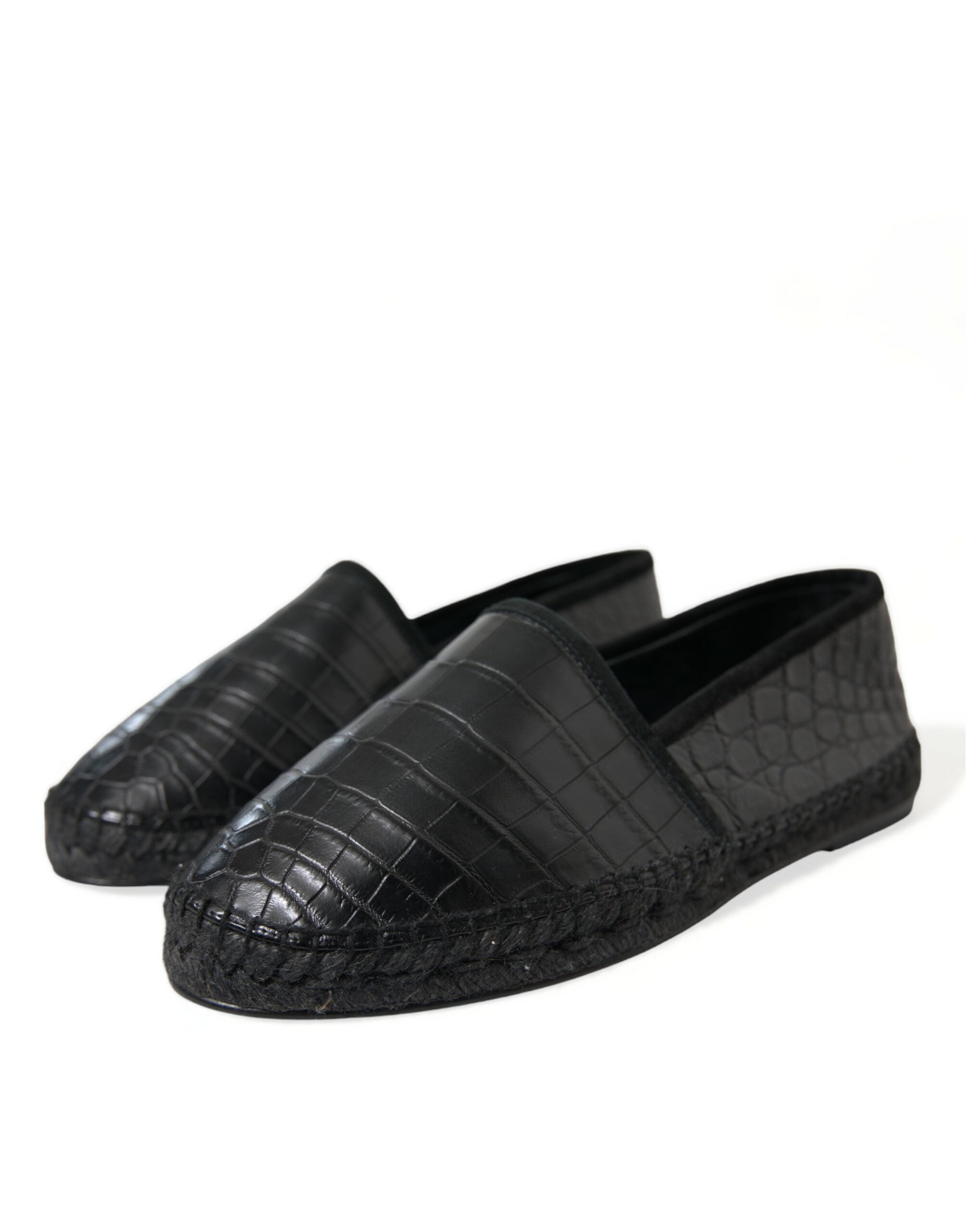 Dolce & Gabbana Black Exotic Leather Espadrilles Slip On Shoes - DEA STILOSA MILANO